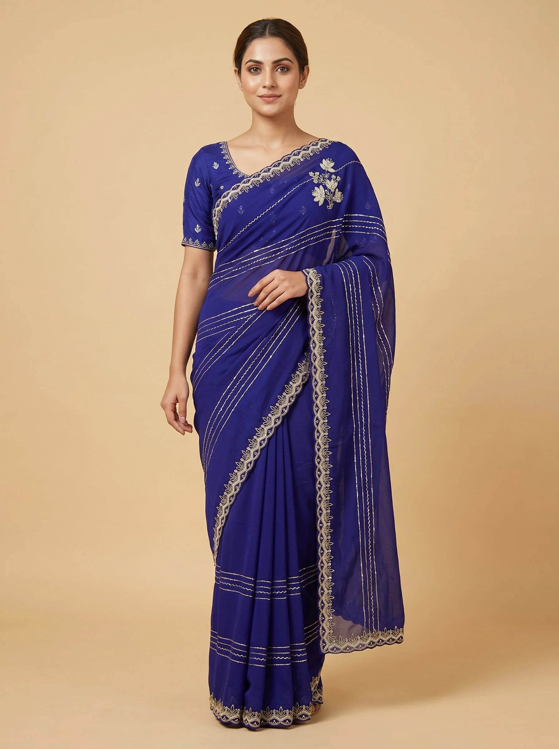 Grape Purple Embroidered Saree
