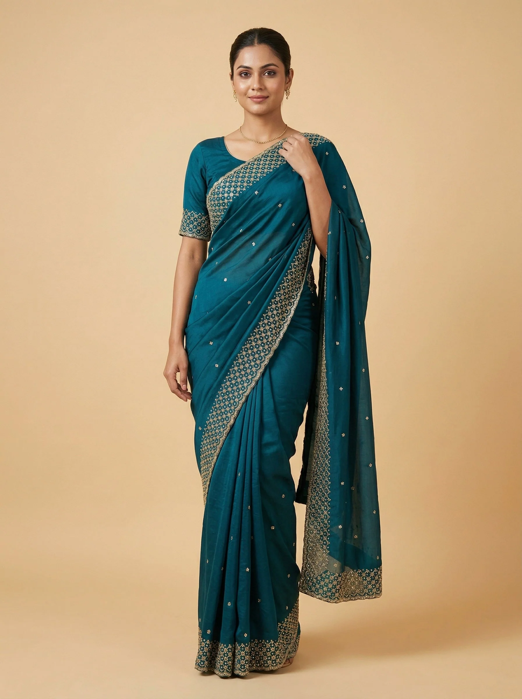 Green Brilliant Embroidered Saree