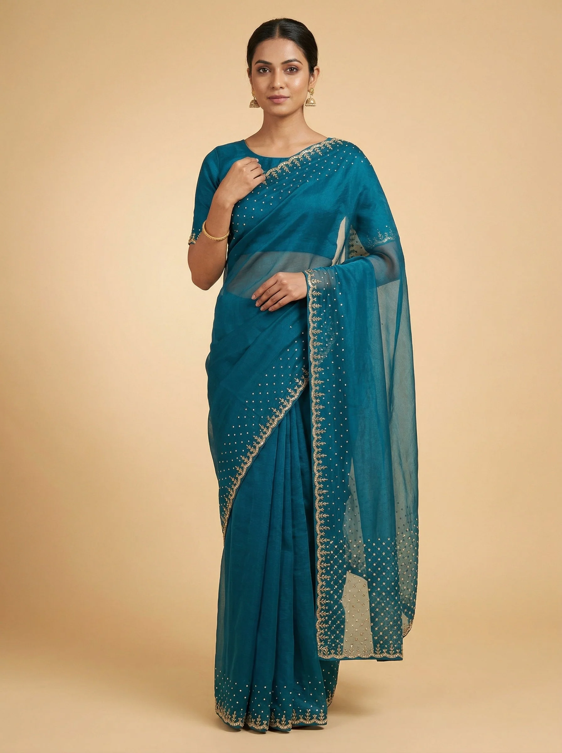 Green Charming Embroidered Saree