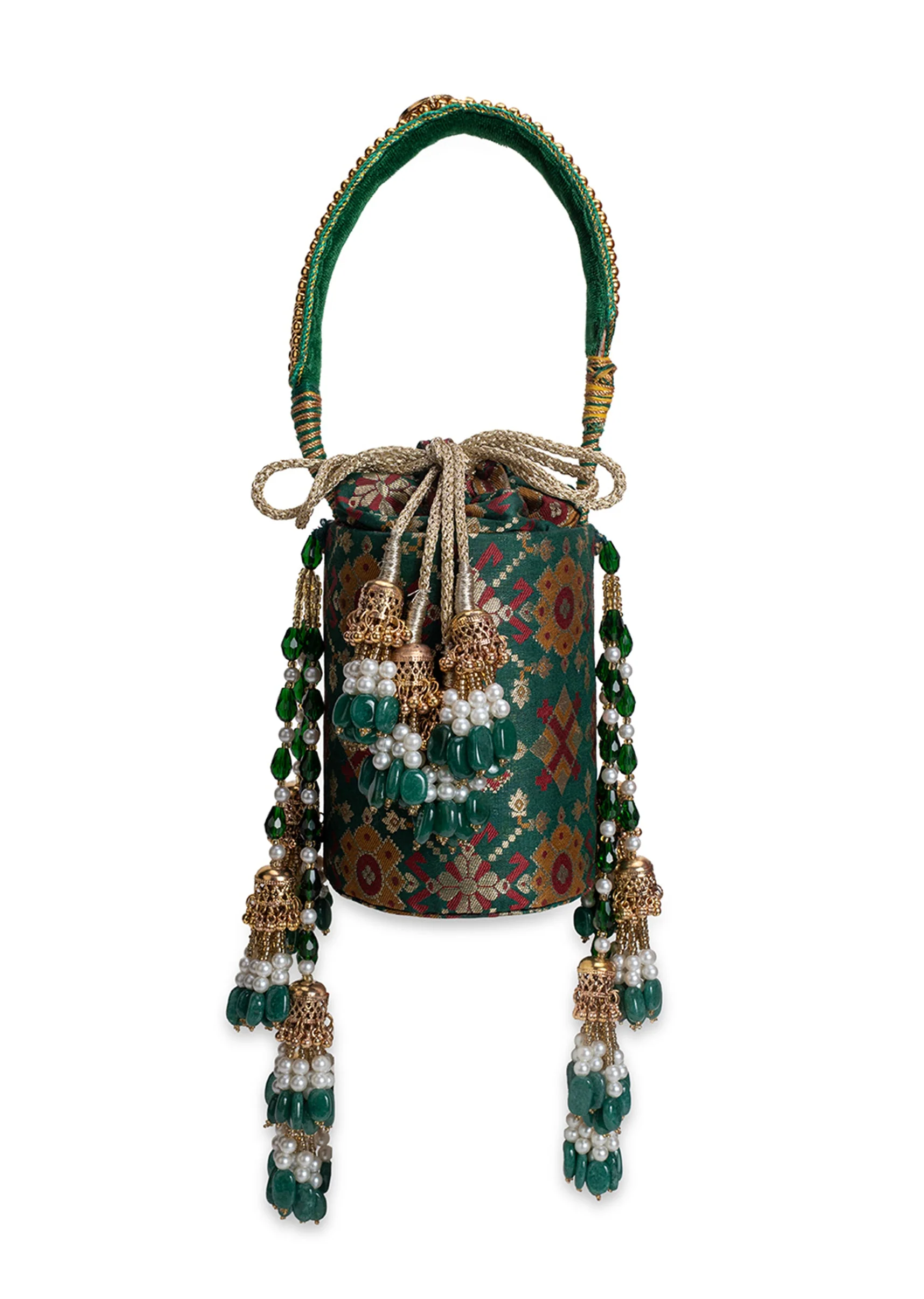 Green Cotton Potli Bag - Image 2
