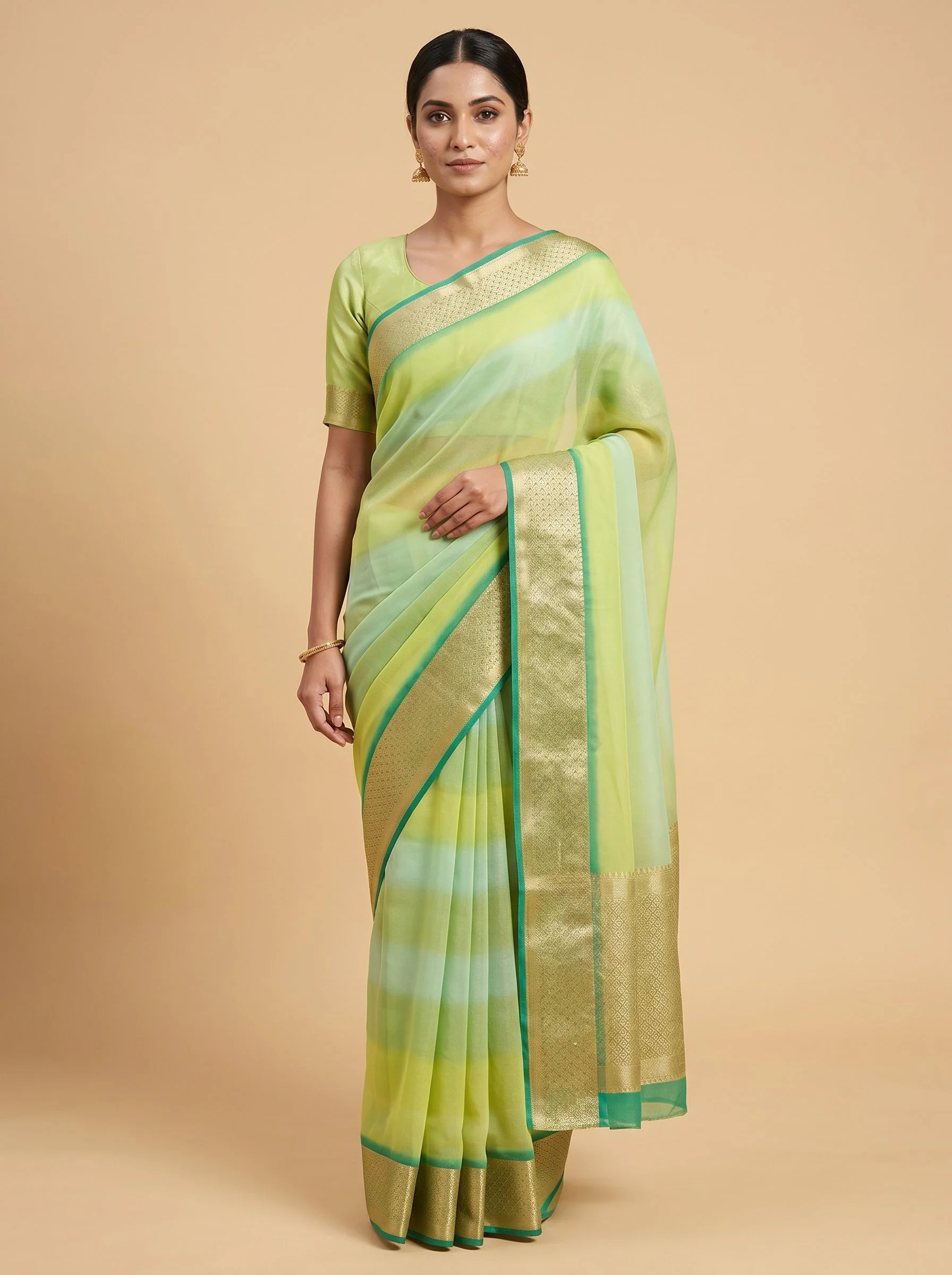 Green Elegant Flow Handloom Saree