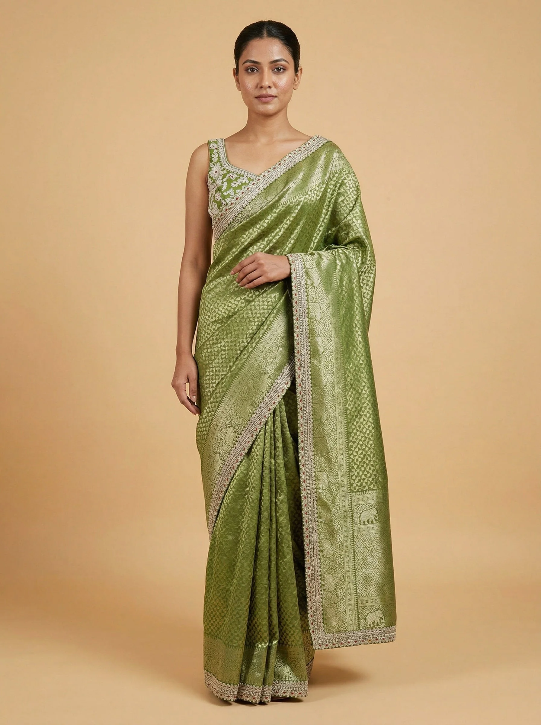 Green Endearing Embroidered Saree