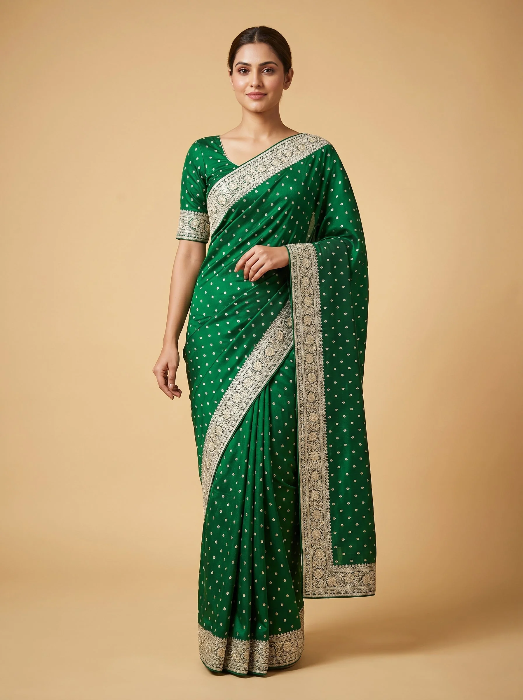 Green Fine Detail Embroidered Saree