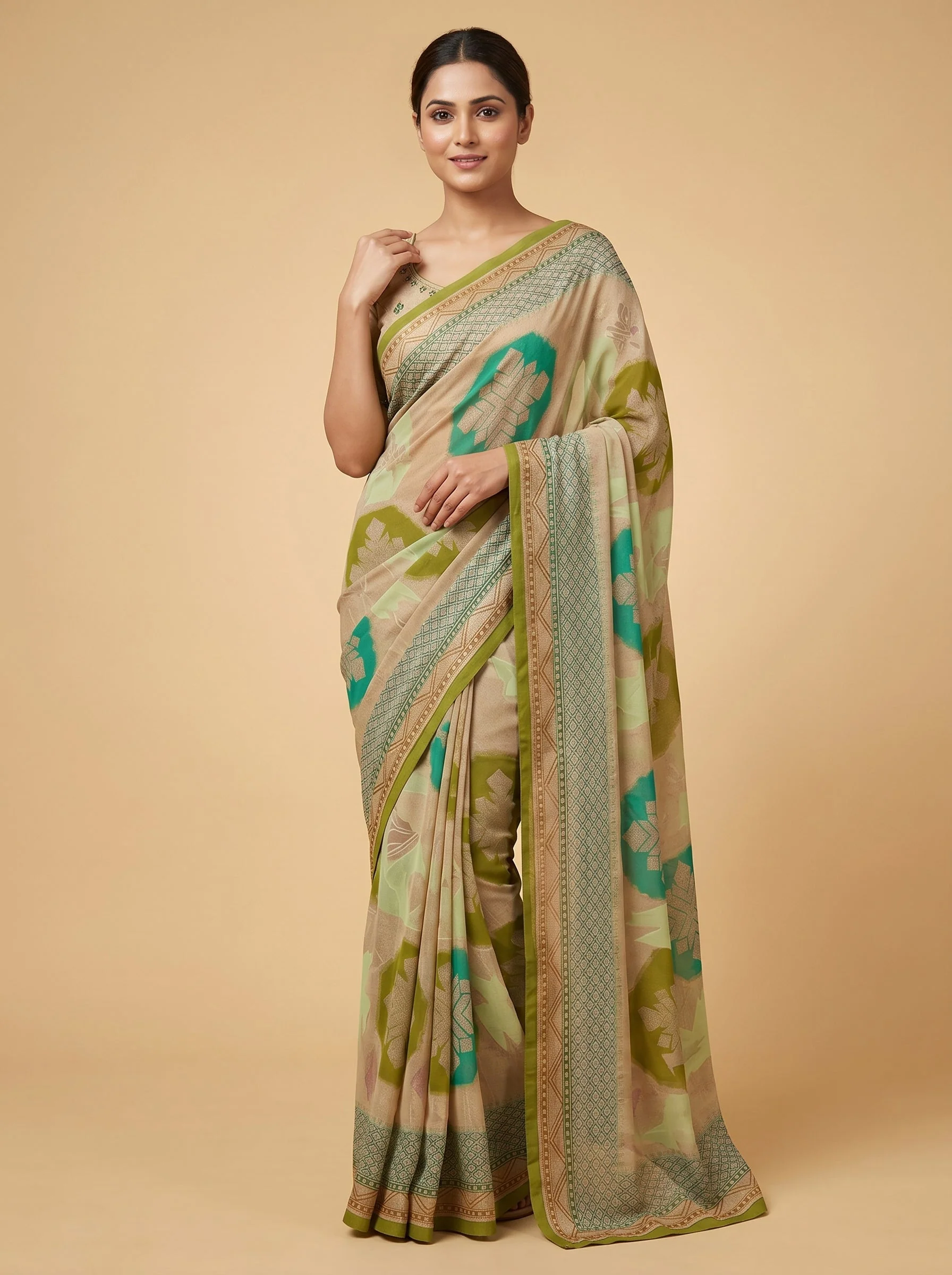Green Flourish Flow Handloom Saree