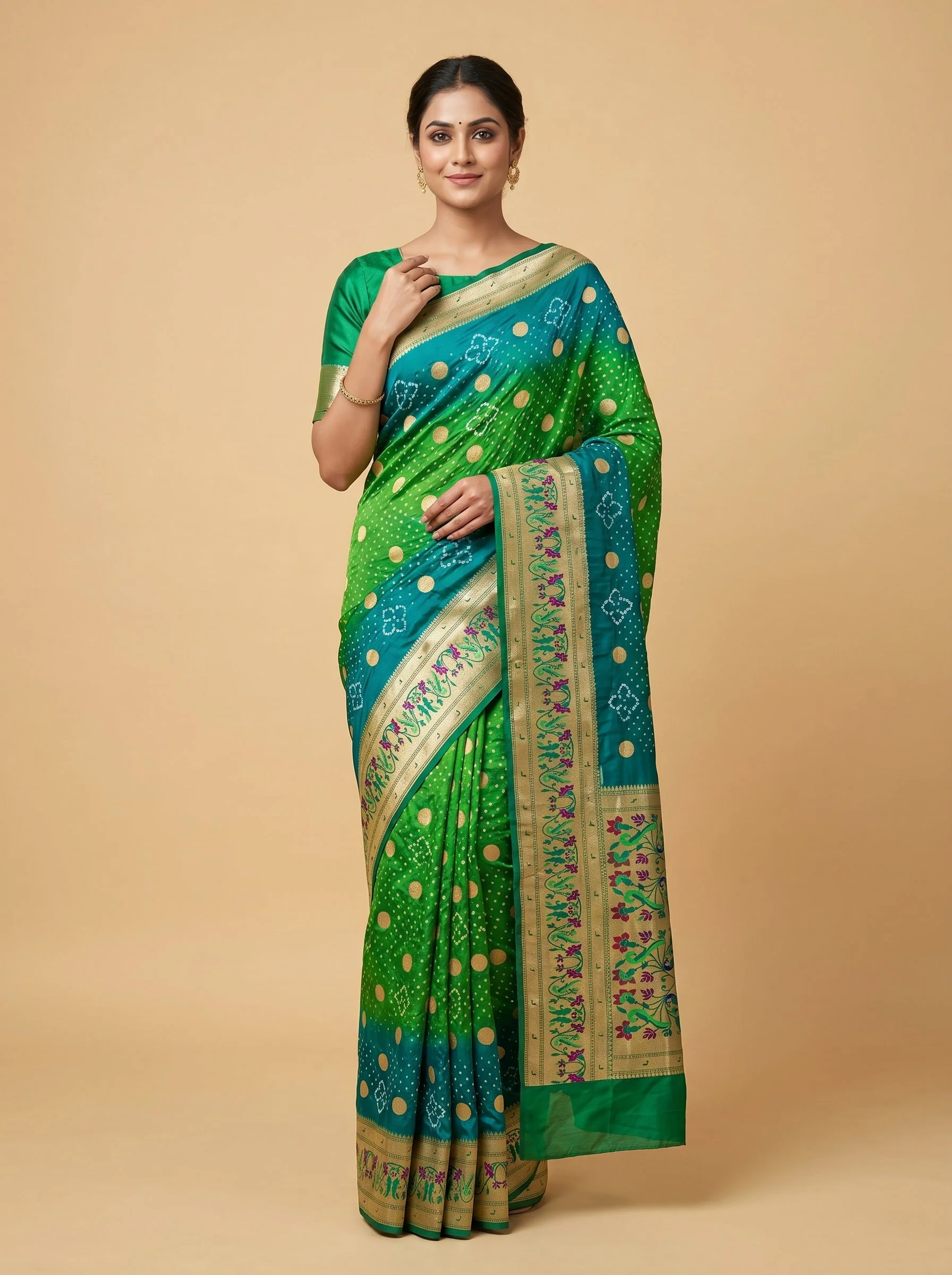 Green Fresh Tie-Dye Bandhani Saree