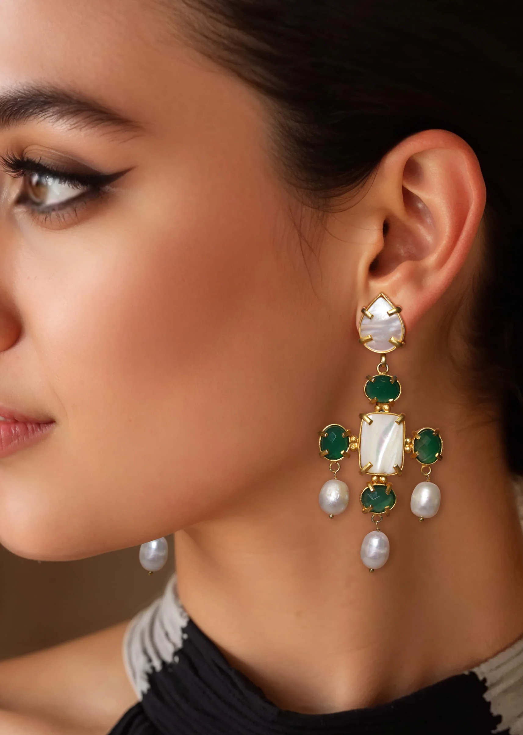 Green Fusion Drop Earrings