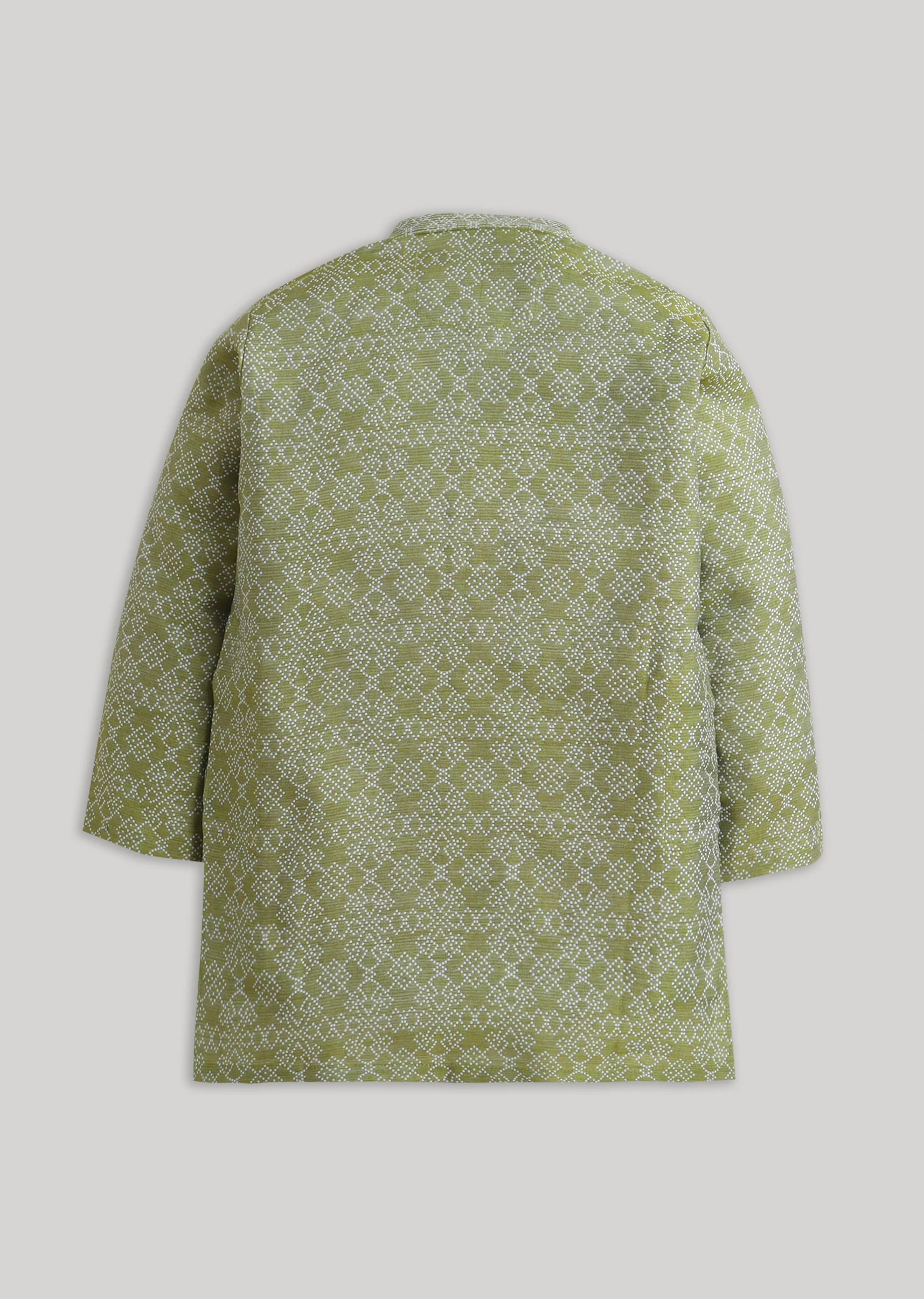 Green Geometric Kids Kurta Set - Image 3