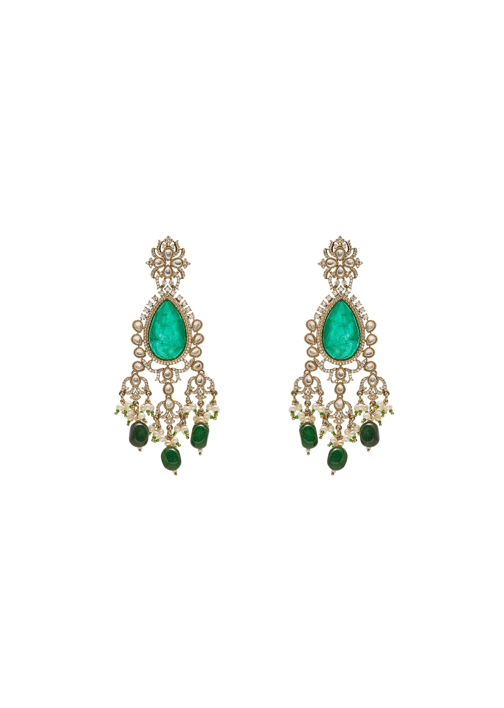 Green Gold Wedding Necklace Set - Image 4