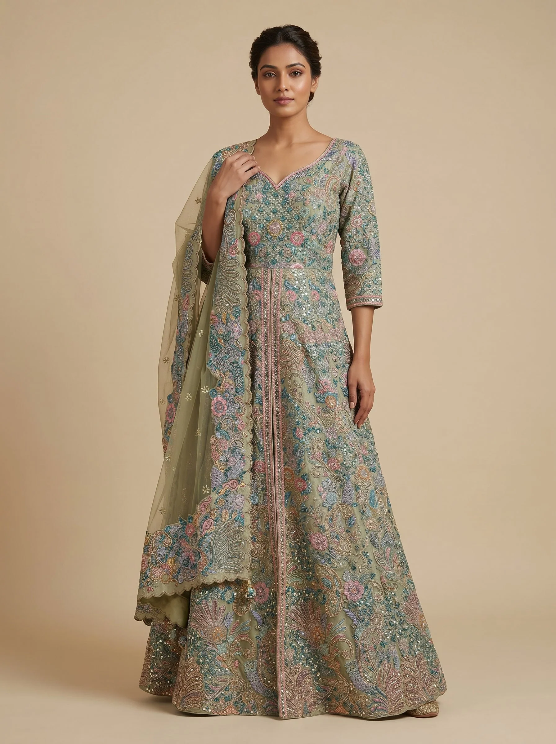 Green Grace Anarkali Suit