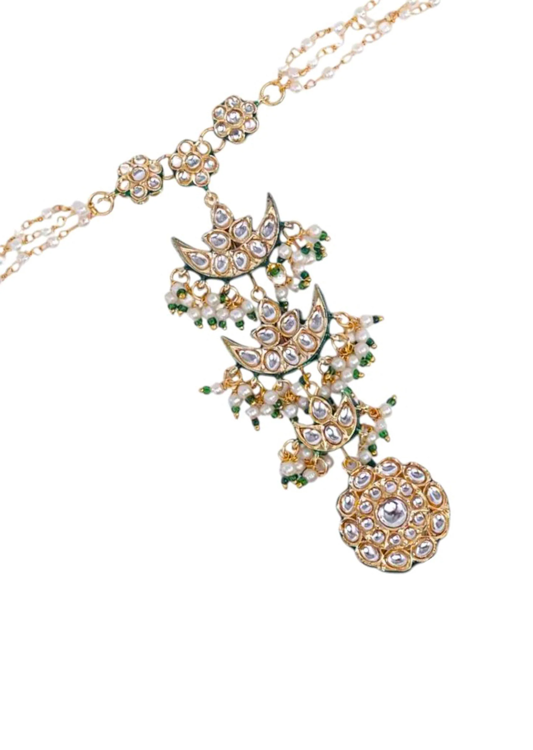 Green Kundan Floral Hathphool - Image 2