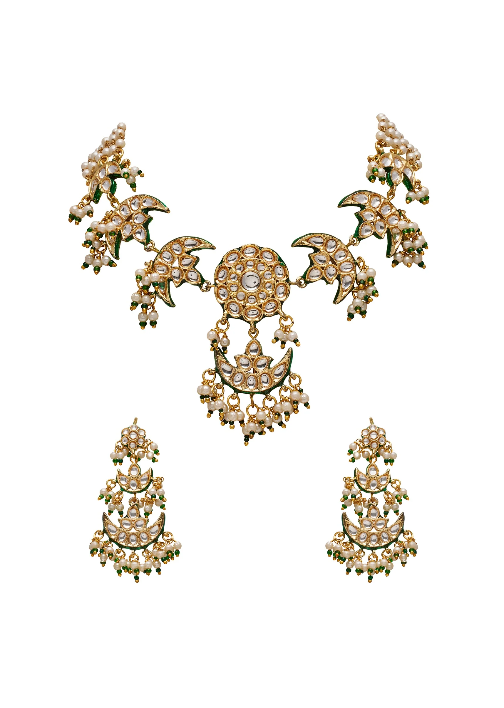 Green Kundan Necklace Set - Image 2