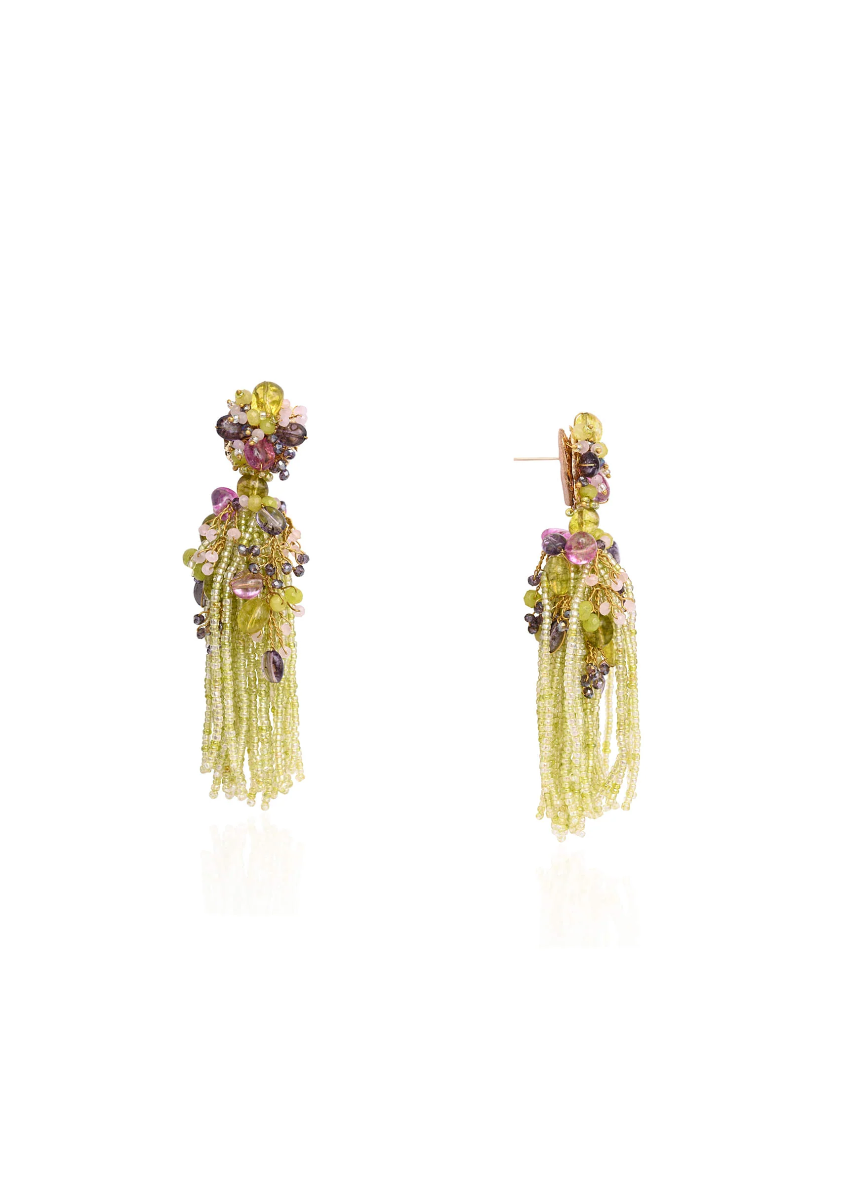 Green Mehendi Jhumka Tassel Earrings - Image 4