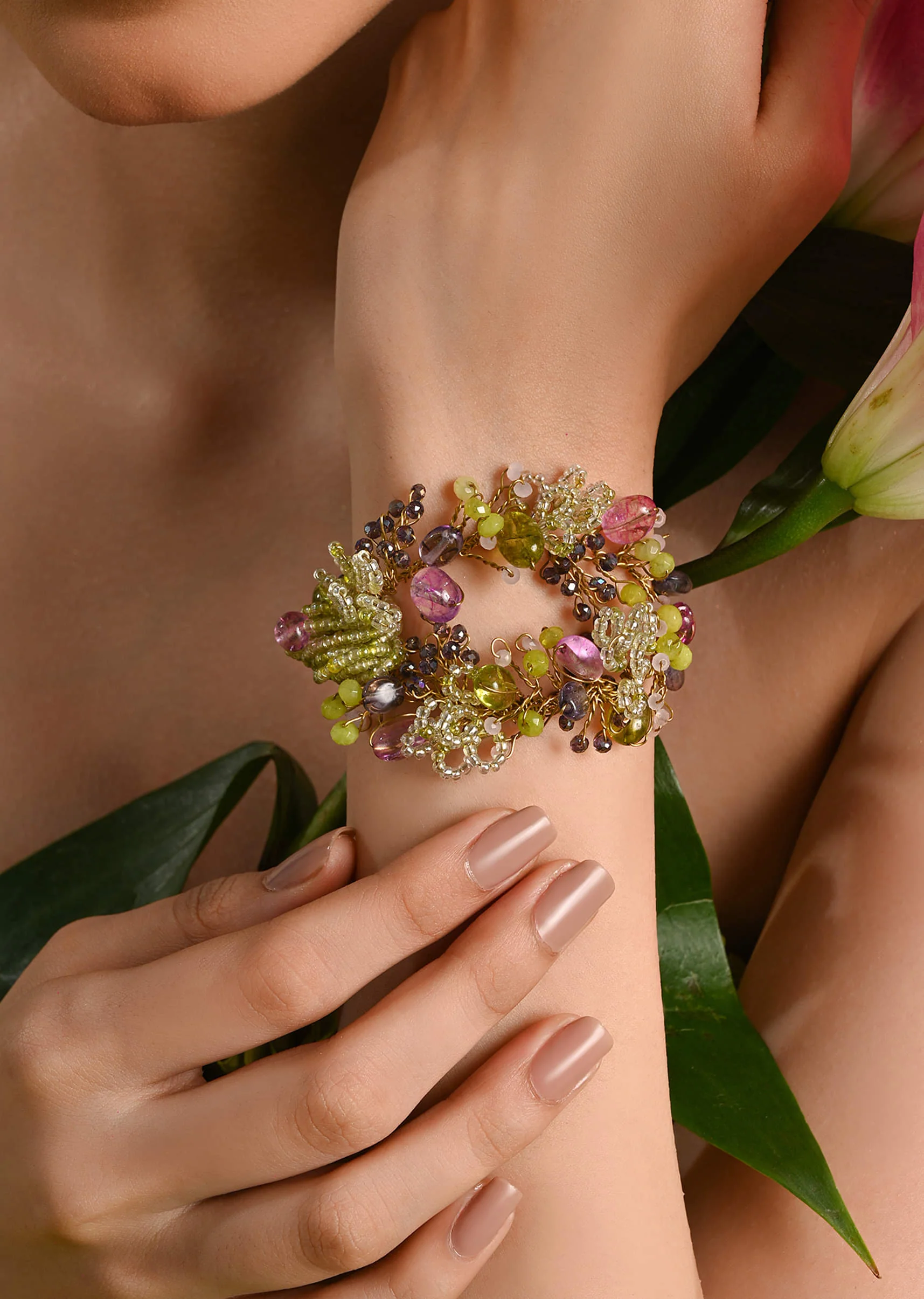 Green Mehendi Stone Beaded Bracelets