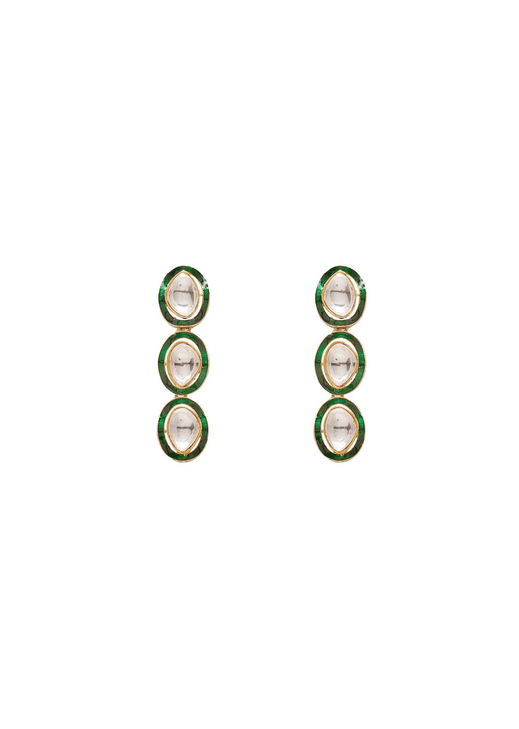 Green Polki Necklace Set - Image 4