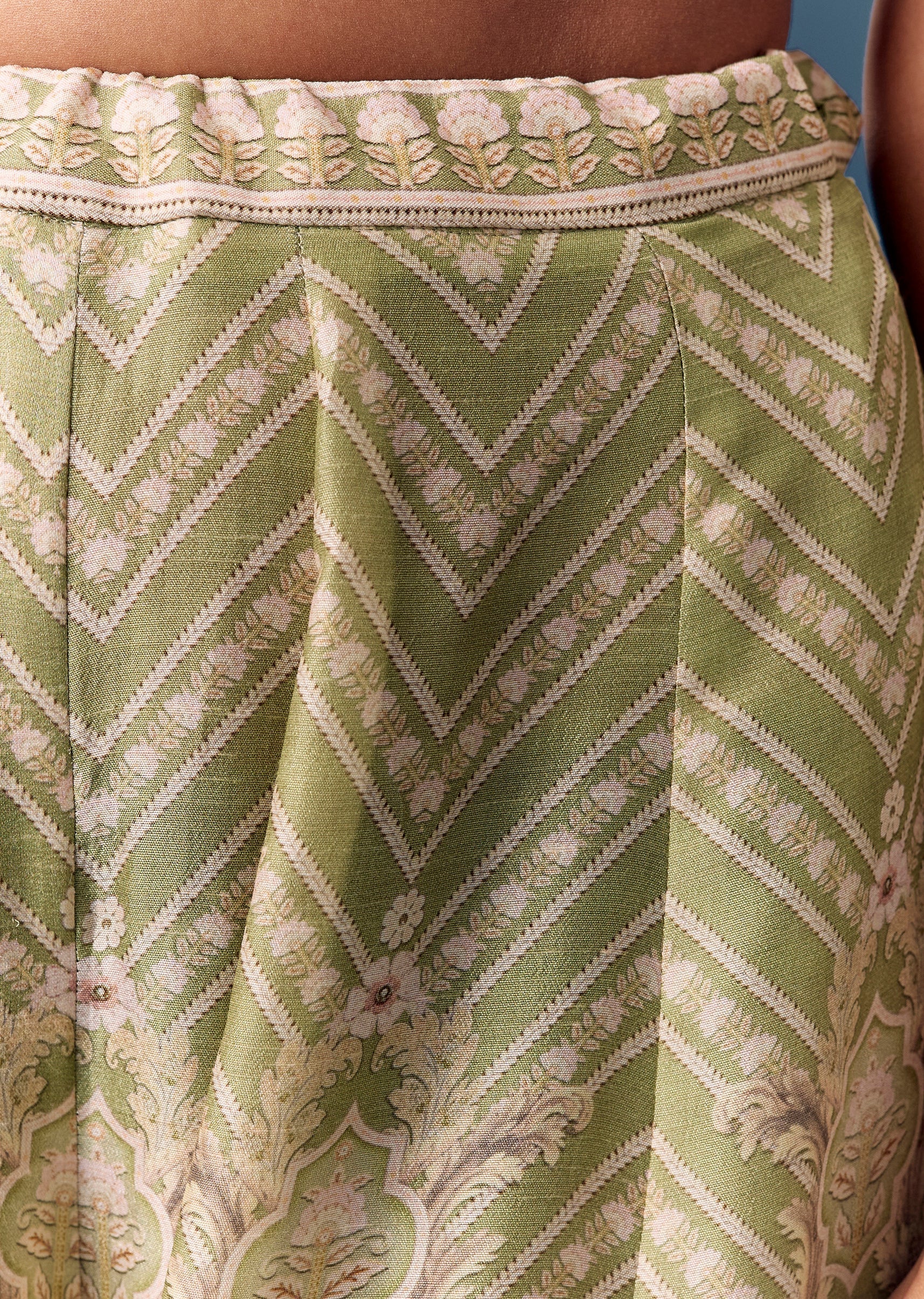 Green Printed Jacket Palazzo Set - Image 7