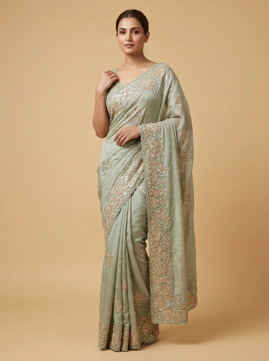 Green Radiant Vibrant Saree