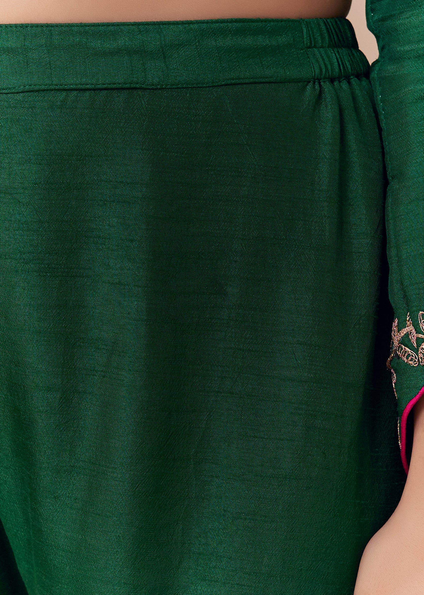 Green Raw Silk Zari Embellished Anarkali Set - Image 6