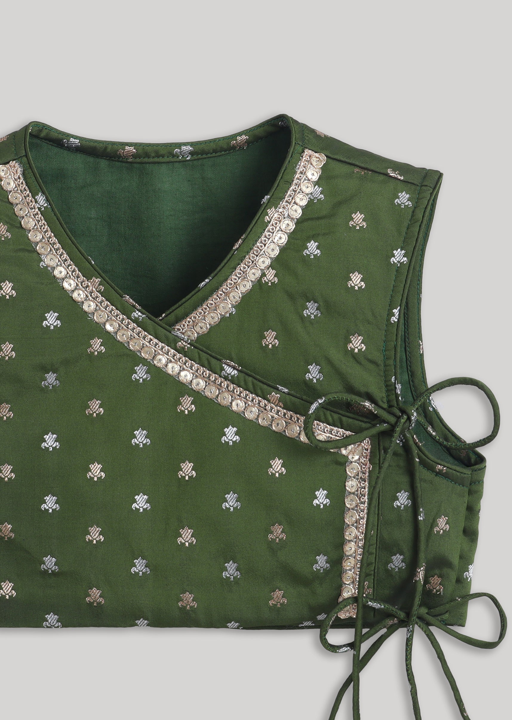 Green Regal Silk Lehenga Set - Image 4