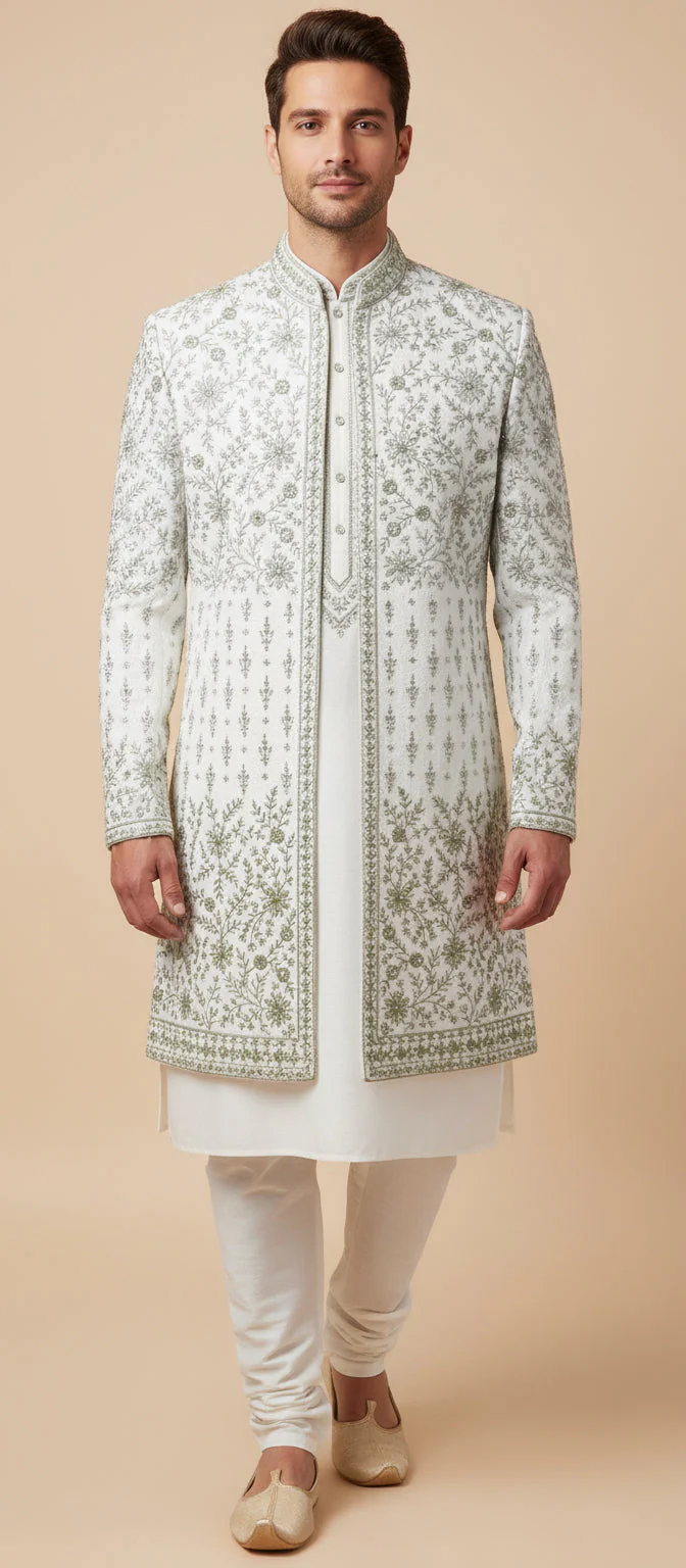 Green Royal Sherwani - Image 2