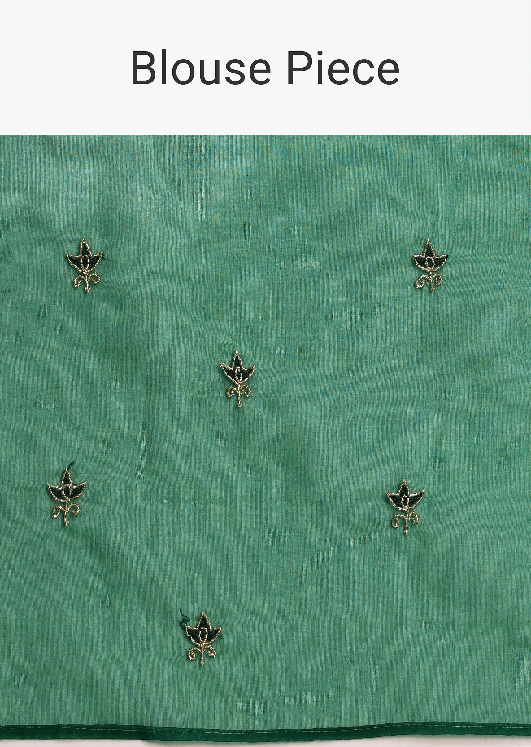 Green Scallop Border Organza Saree With Unstitched Blouse - Image 10