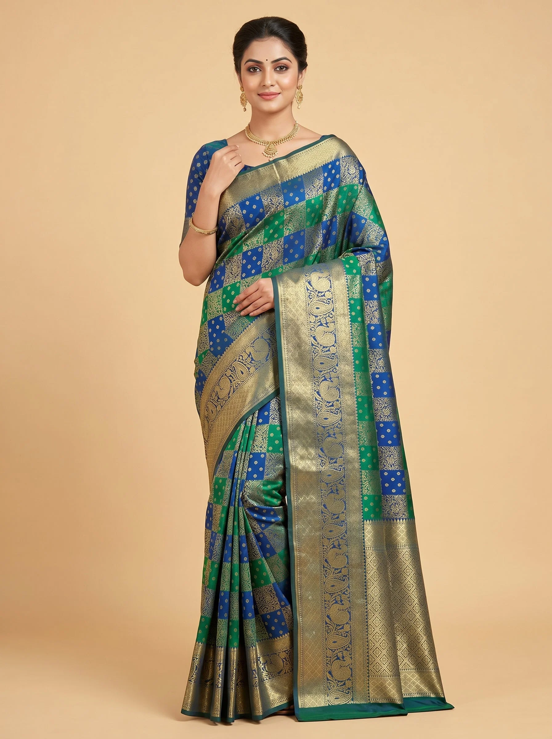Green Shot Silk Handloom Saree