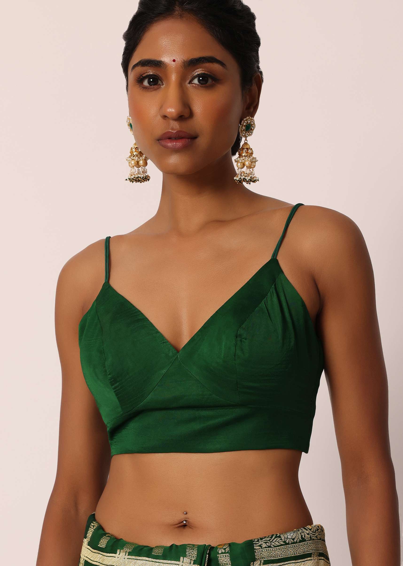 Green Silk Saree With Bandhani And Banarasi Weave And Unstitched Blouse Piece - Image 13