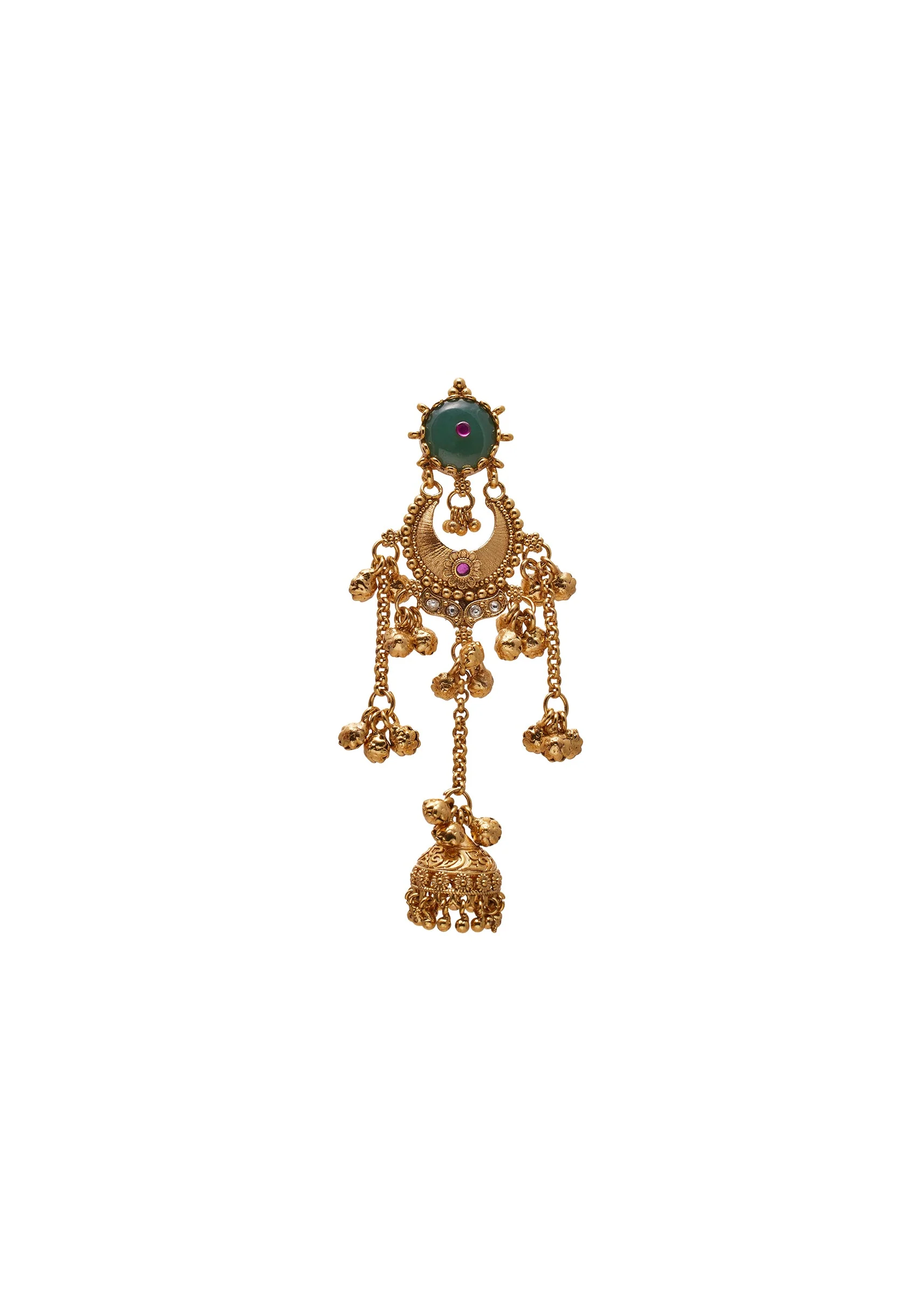 Green Stone Jhumka Earrings - Image 3