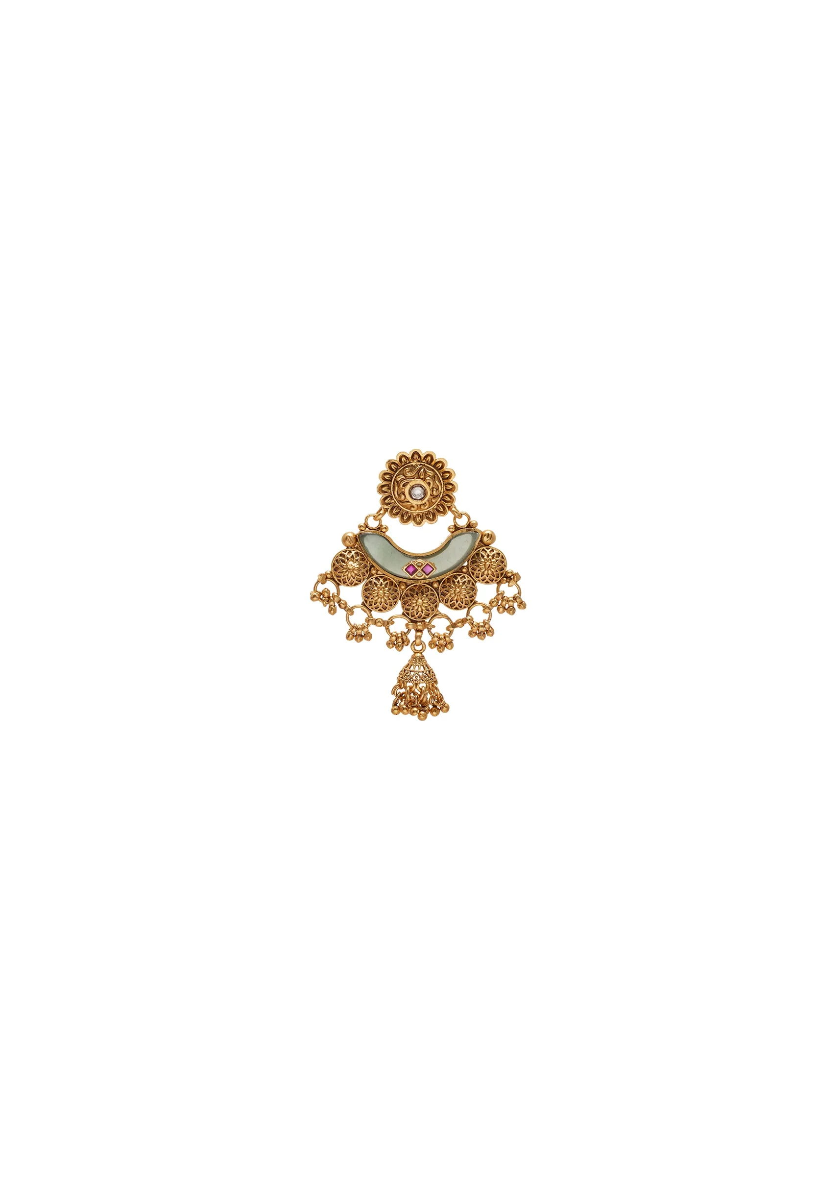 Green Stone Kundan Necklace Set - Image 4
