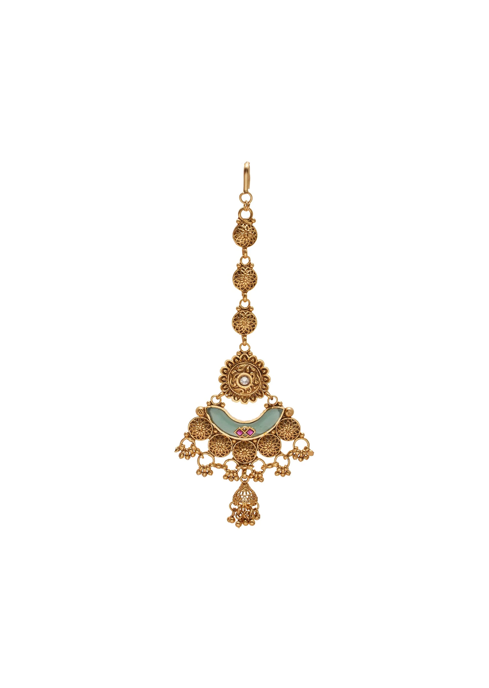 Green Stone Kundan Necklace Set - Image 5