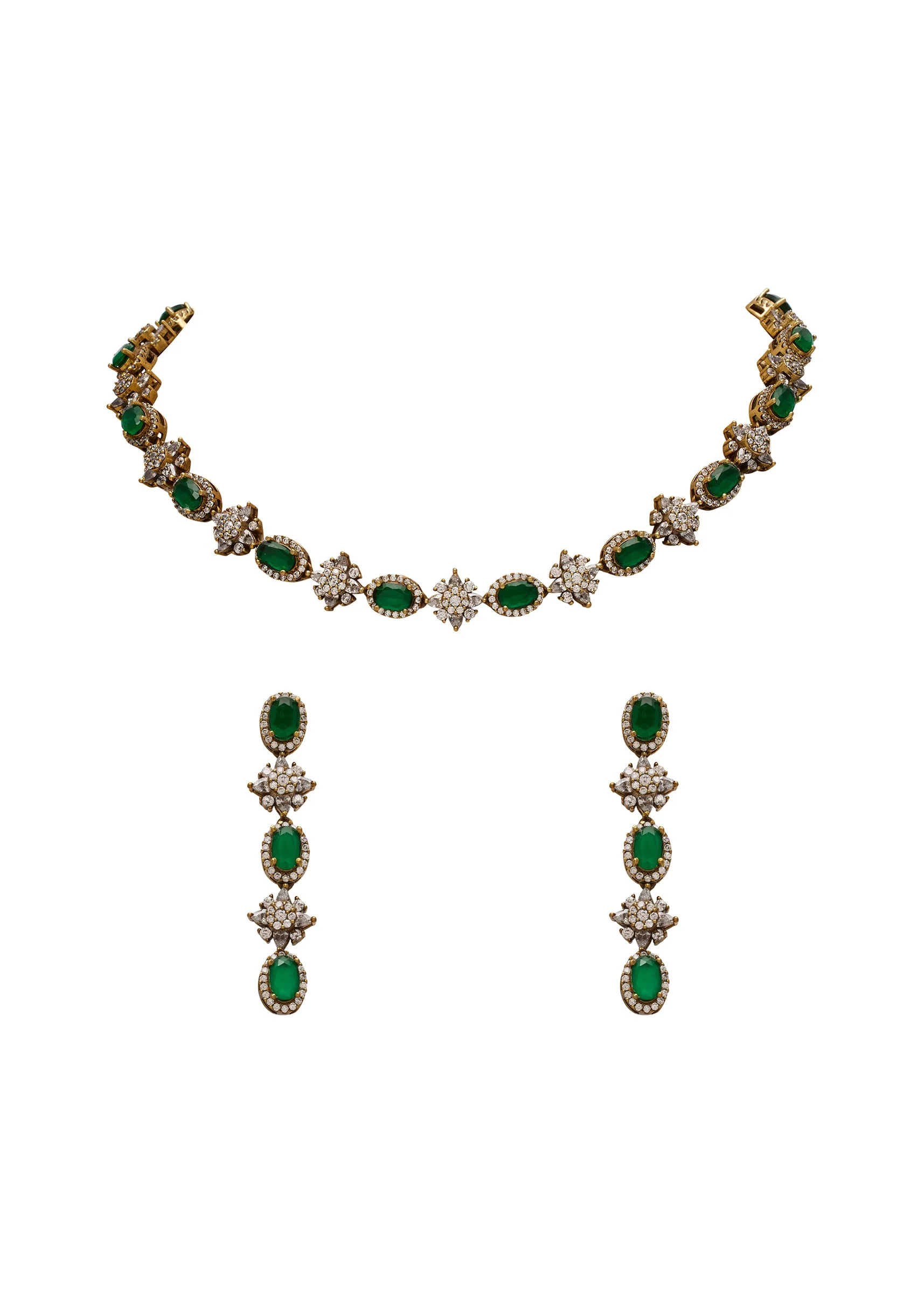 Green Stone Necklace Set - Image 2