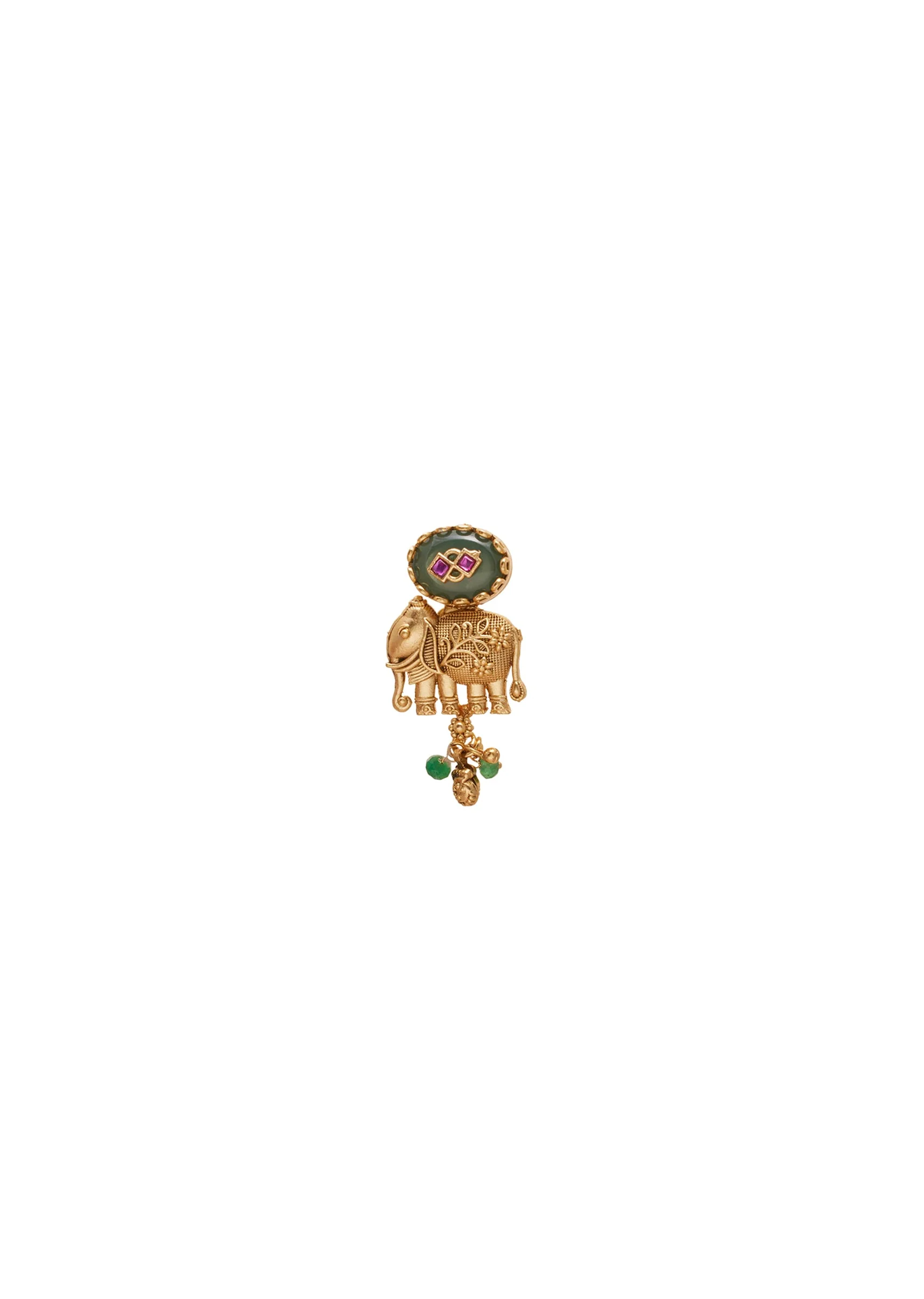 Green Stone Rajwadi Kundan Necklace Set - Image 4