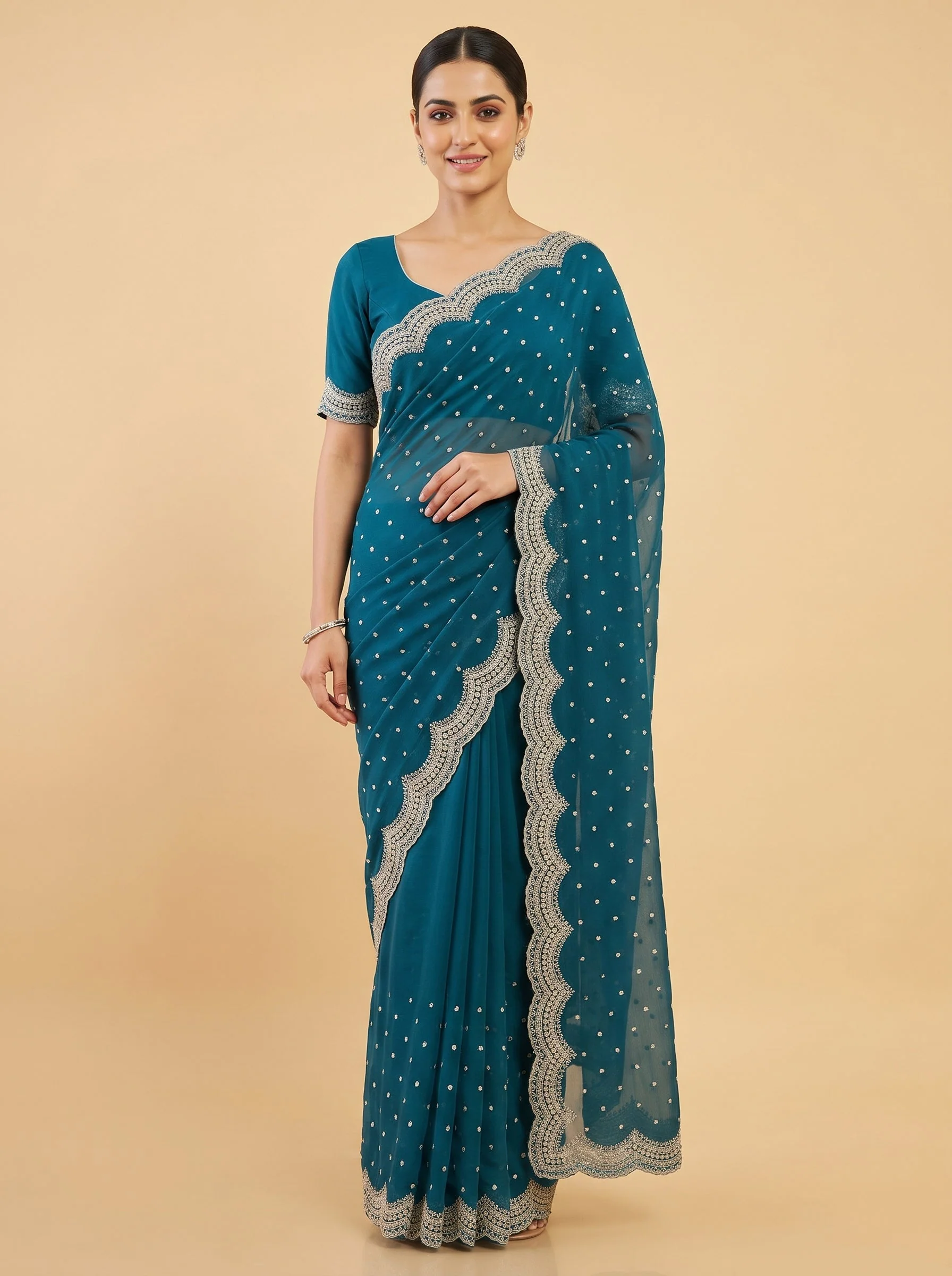 Green Verdant Glow Embroidered Saree