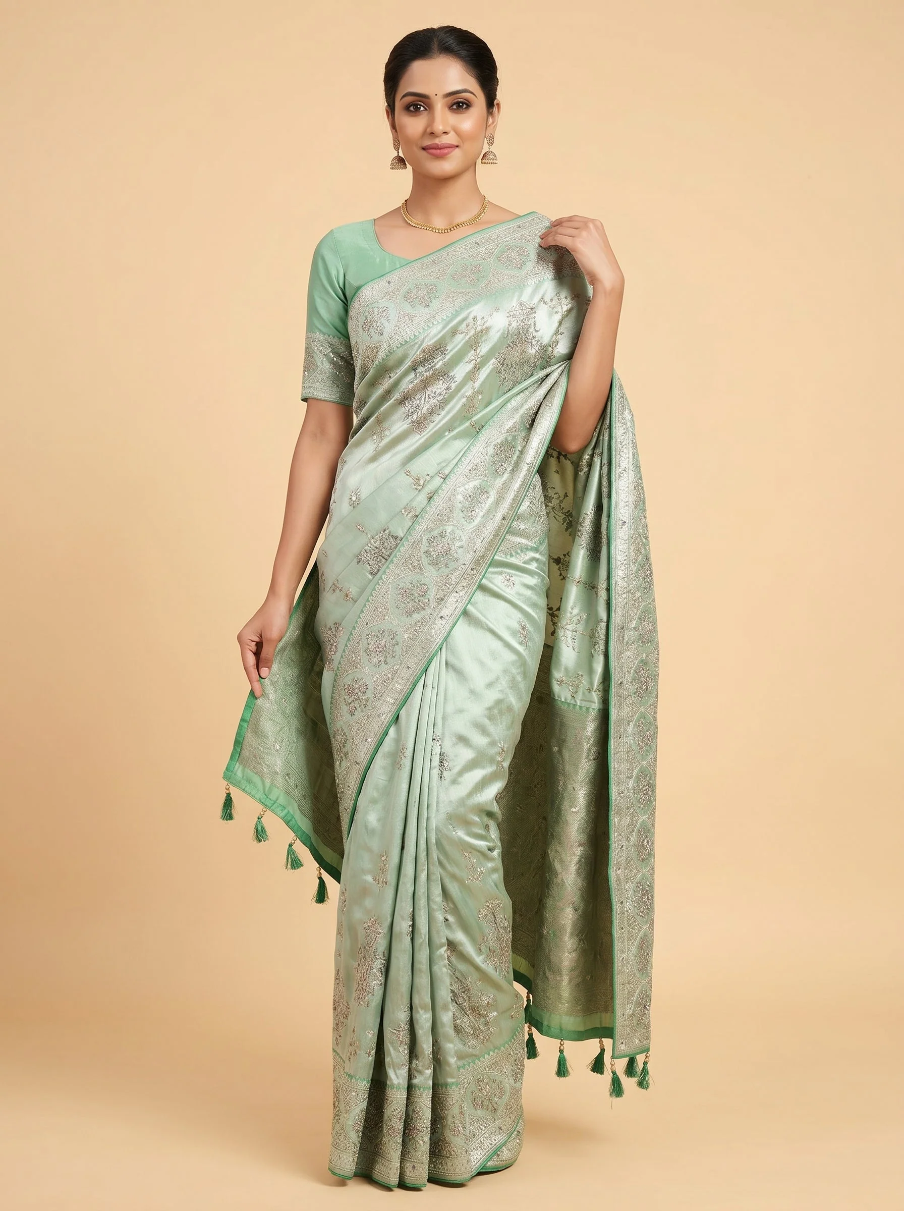 Green Verdant Muse Embroidered Saree