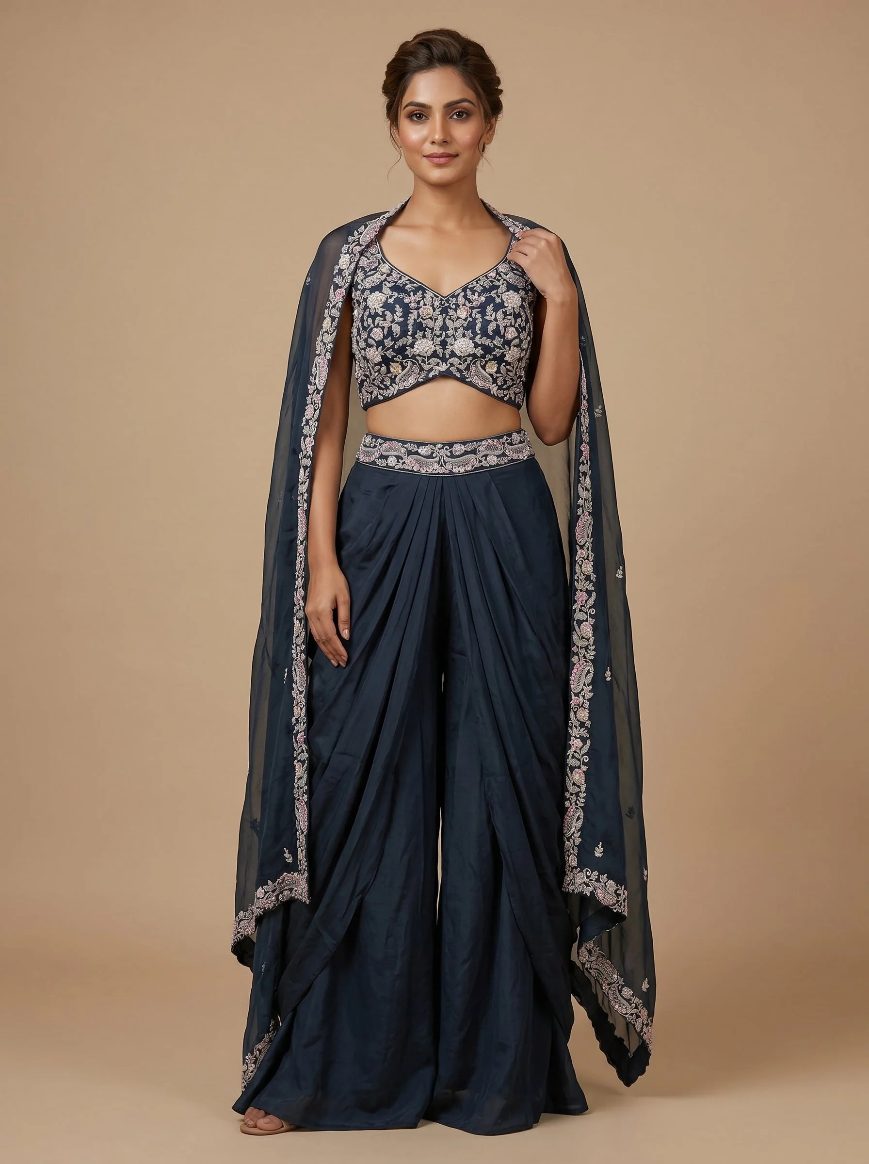 Grey Alloy Dhoti Set