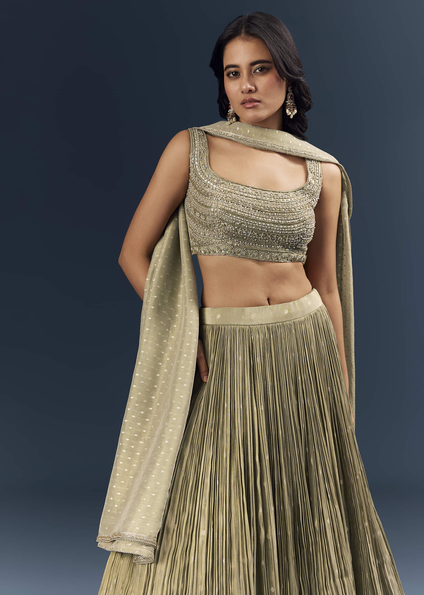 Grey Banarasi Silk Bridesmaid Lehenga With Intricate Hand Embroidery - Image 5