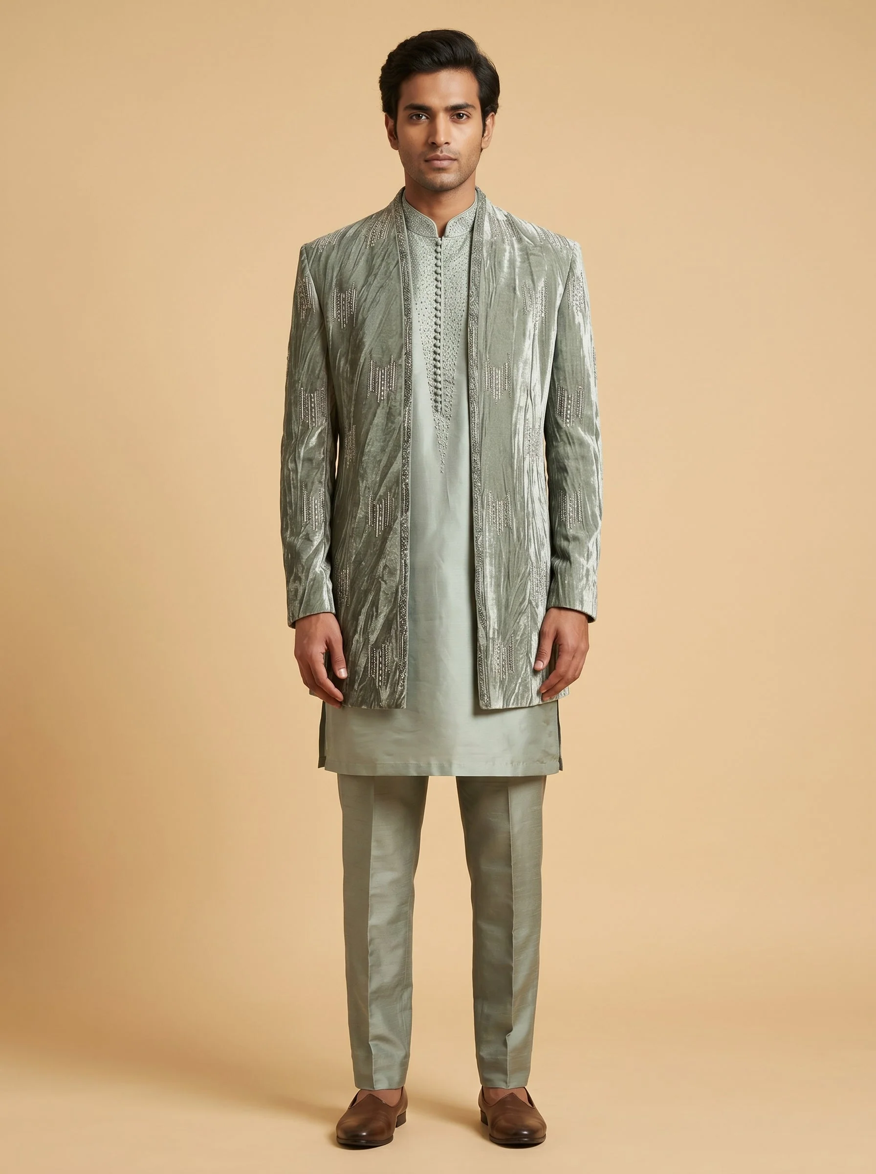 Grey Designer Indowestern