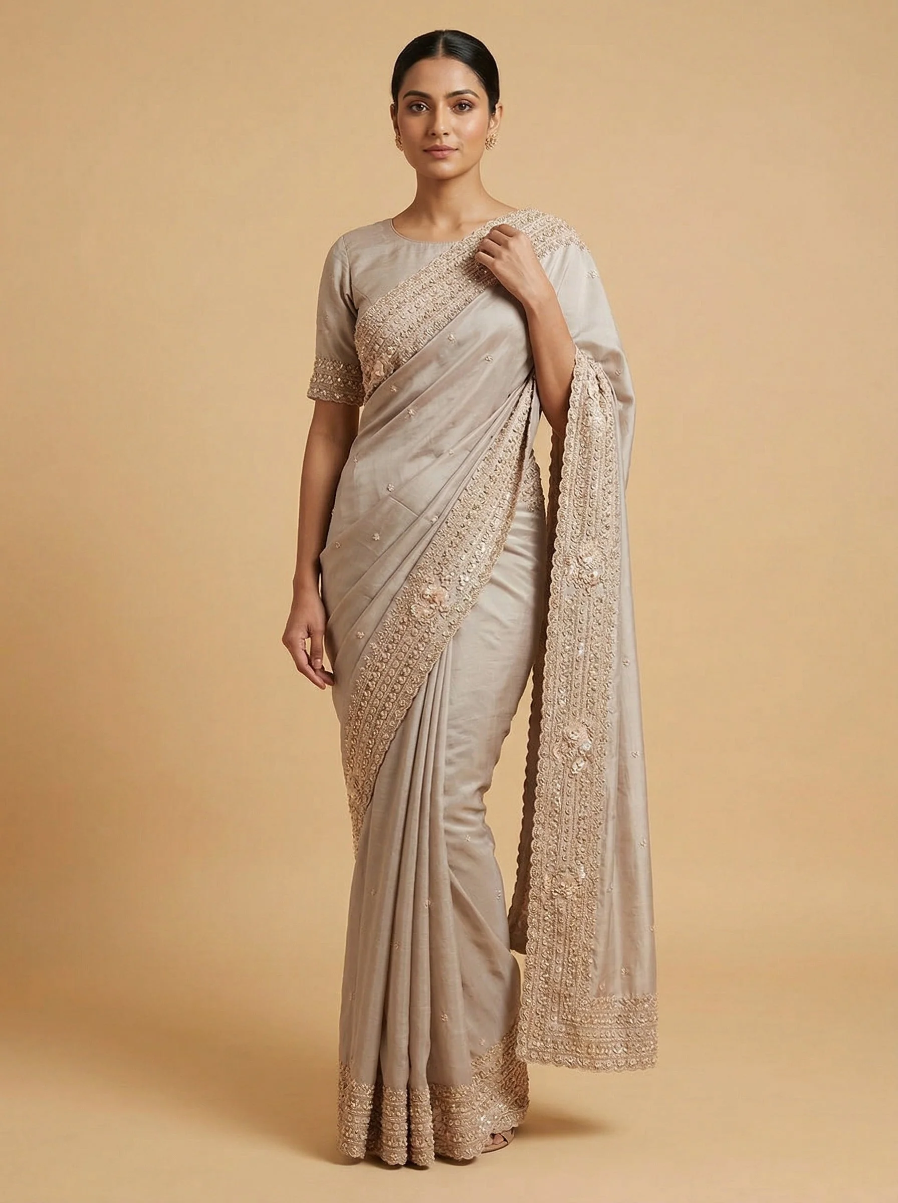 Grey Minimal Contemporary Saree