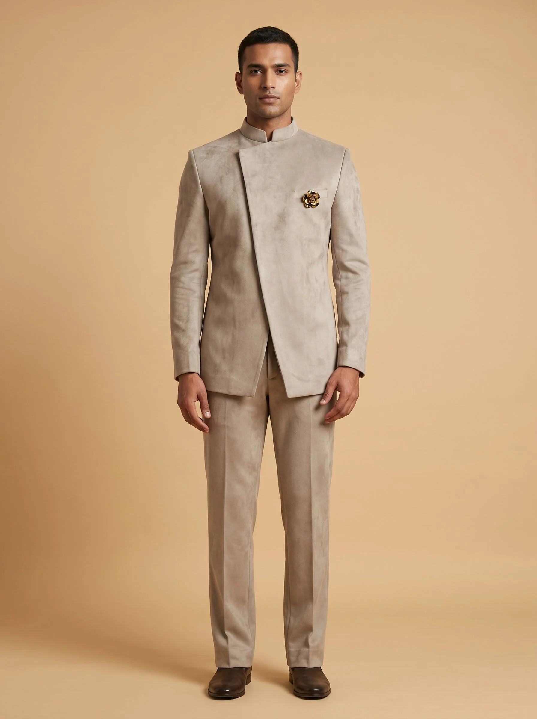 Grey Refined Jacket Kurta Set