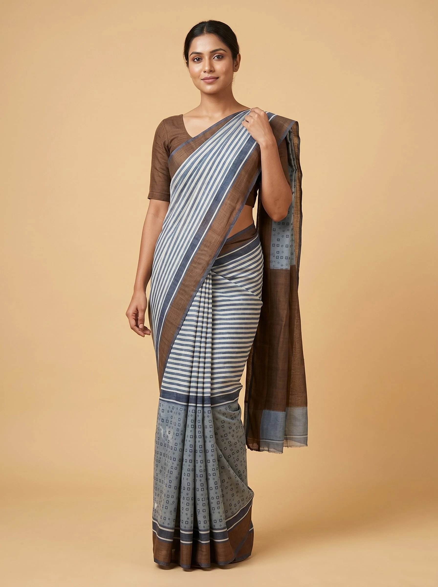 Grey Shaded Gradient Handloom Saree