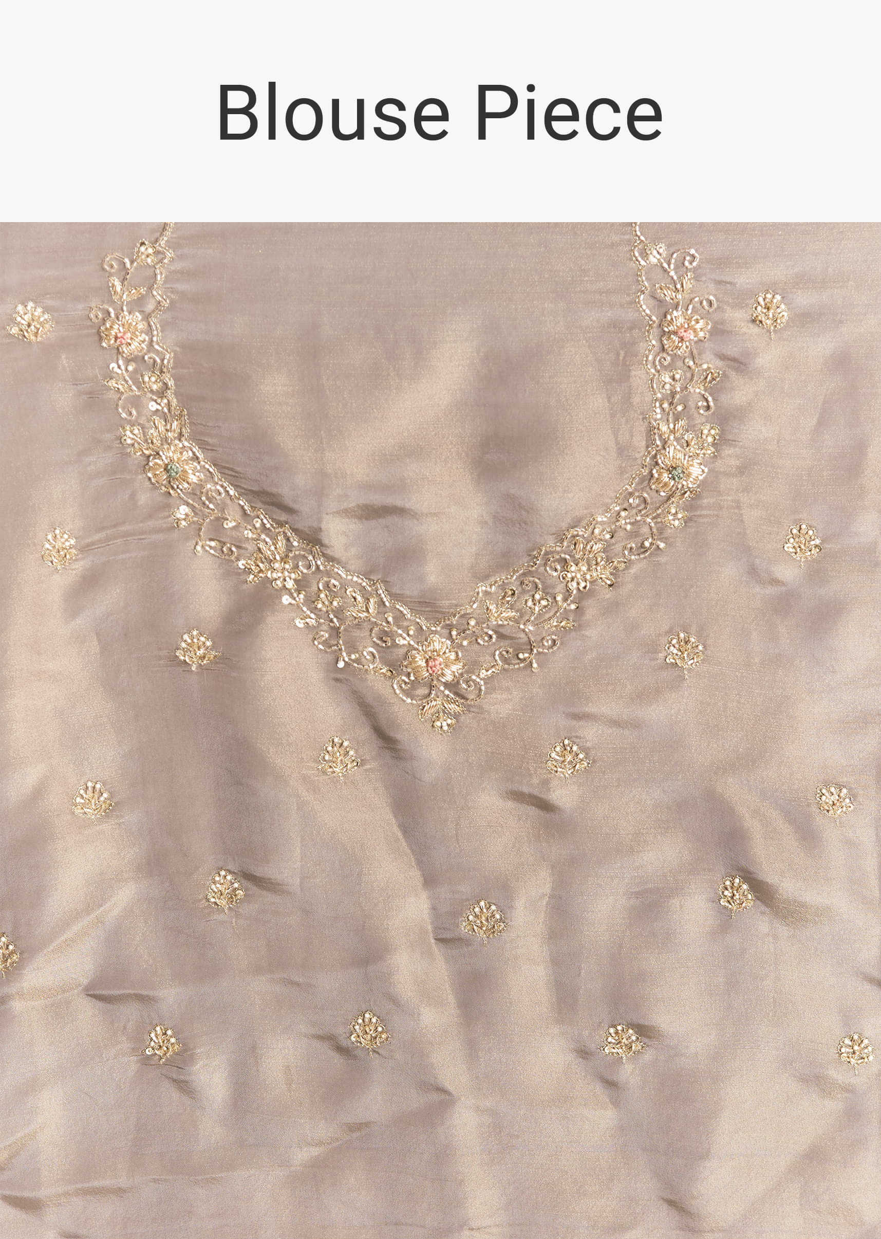 Grey Tissue Saree With Cutdana Sequins Beads And Resham Embroidery - Image 10