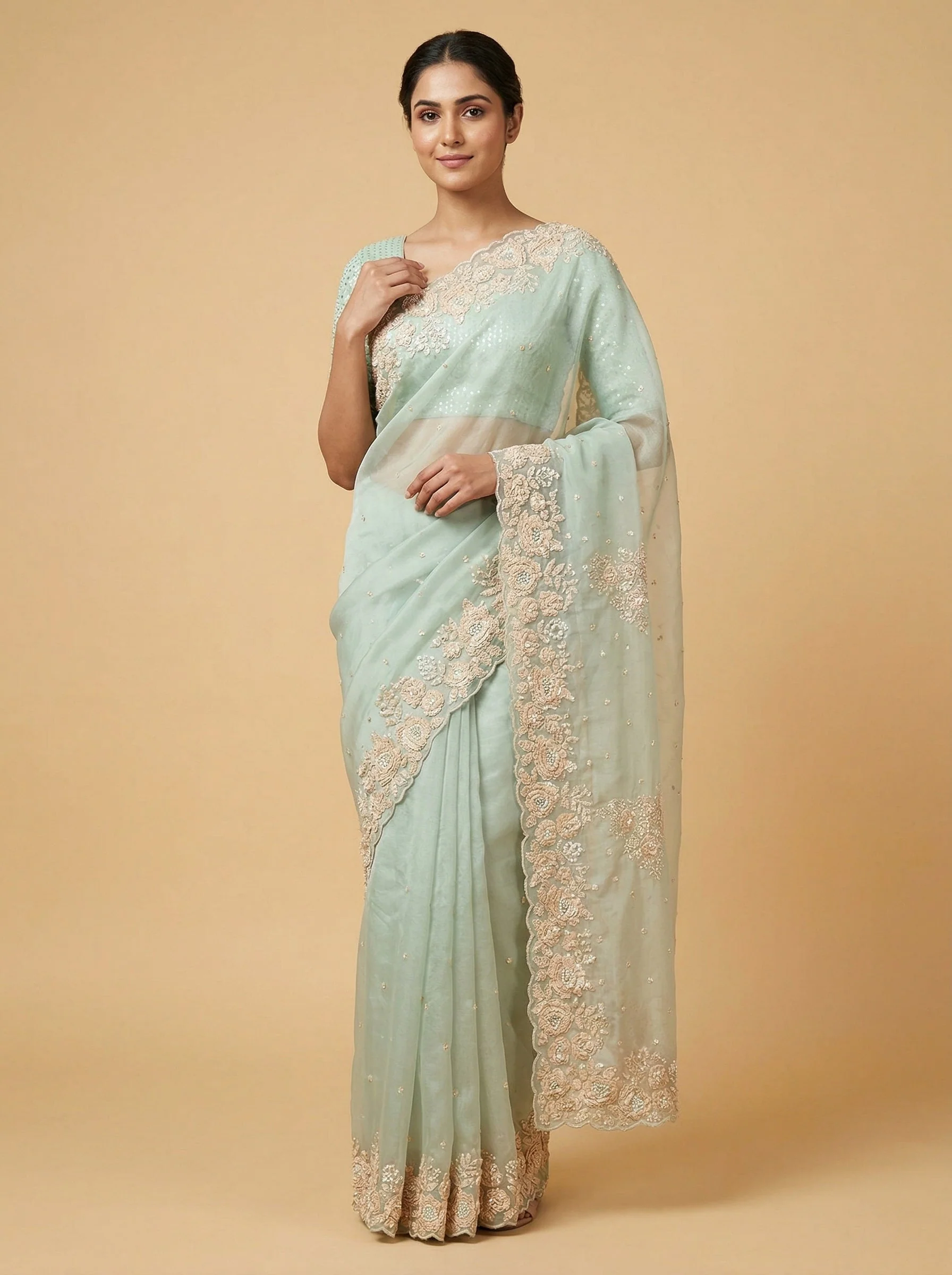 Ice Blue Chilled Embroidered Saree