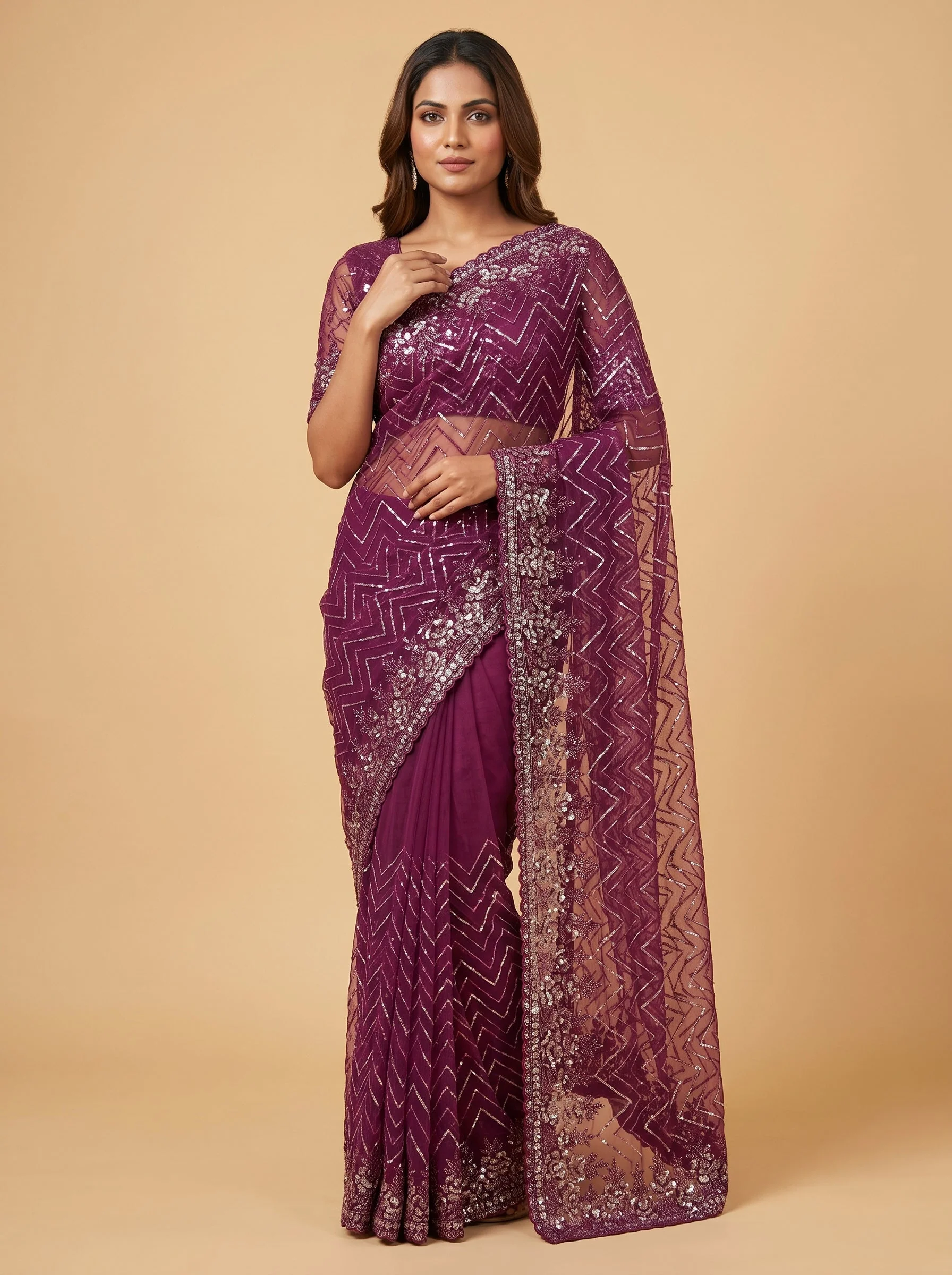 Imperial Violet Shine Saree