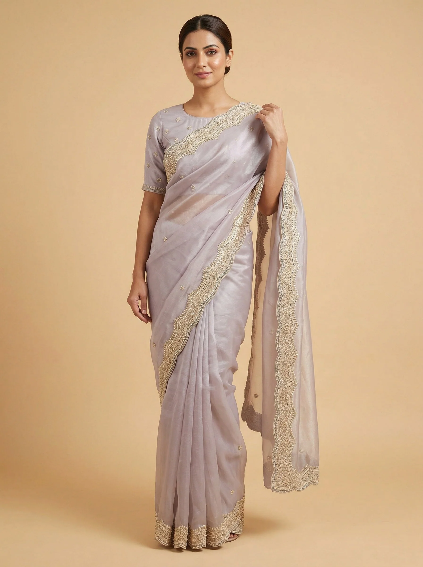 Iris Lavender Embroidered Saree