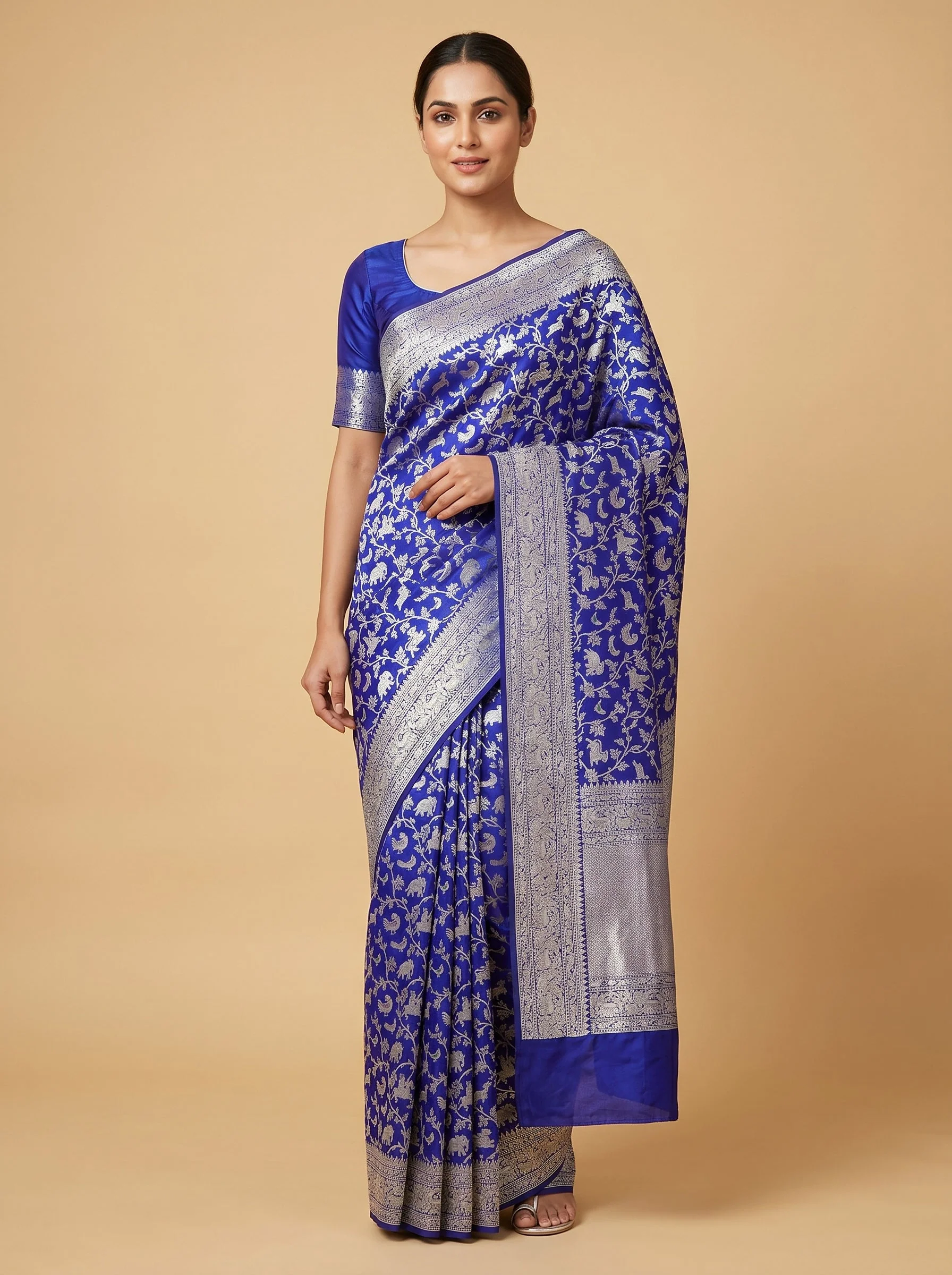 Iris Violet Embroidered Saree