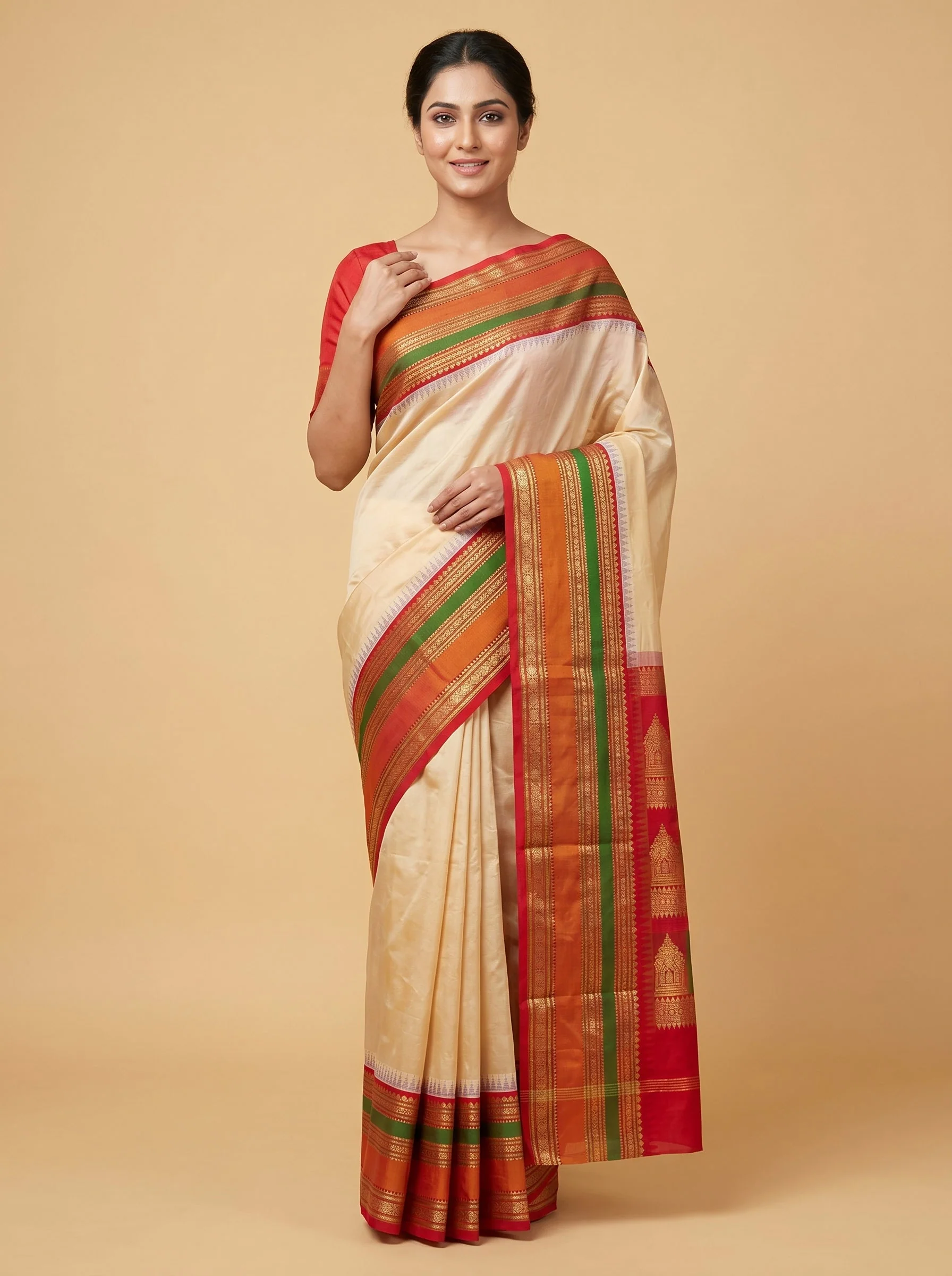 Ivory Elegant Handloom Saree