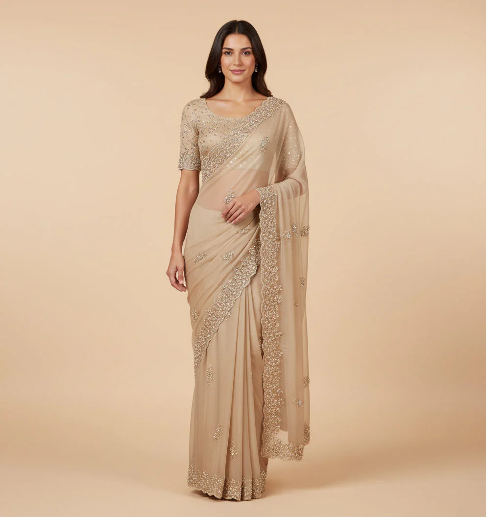 Ivory Enduring Embroidered Saree