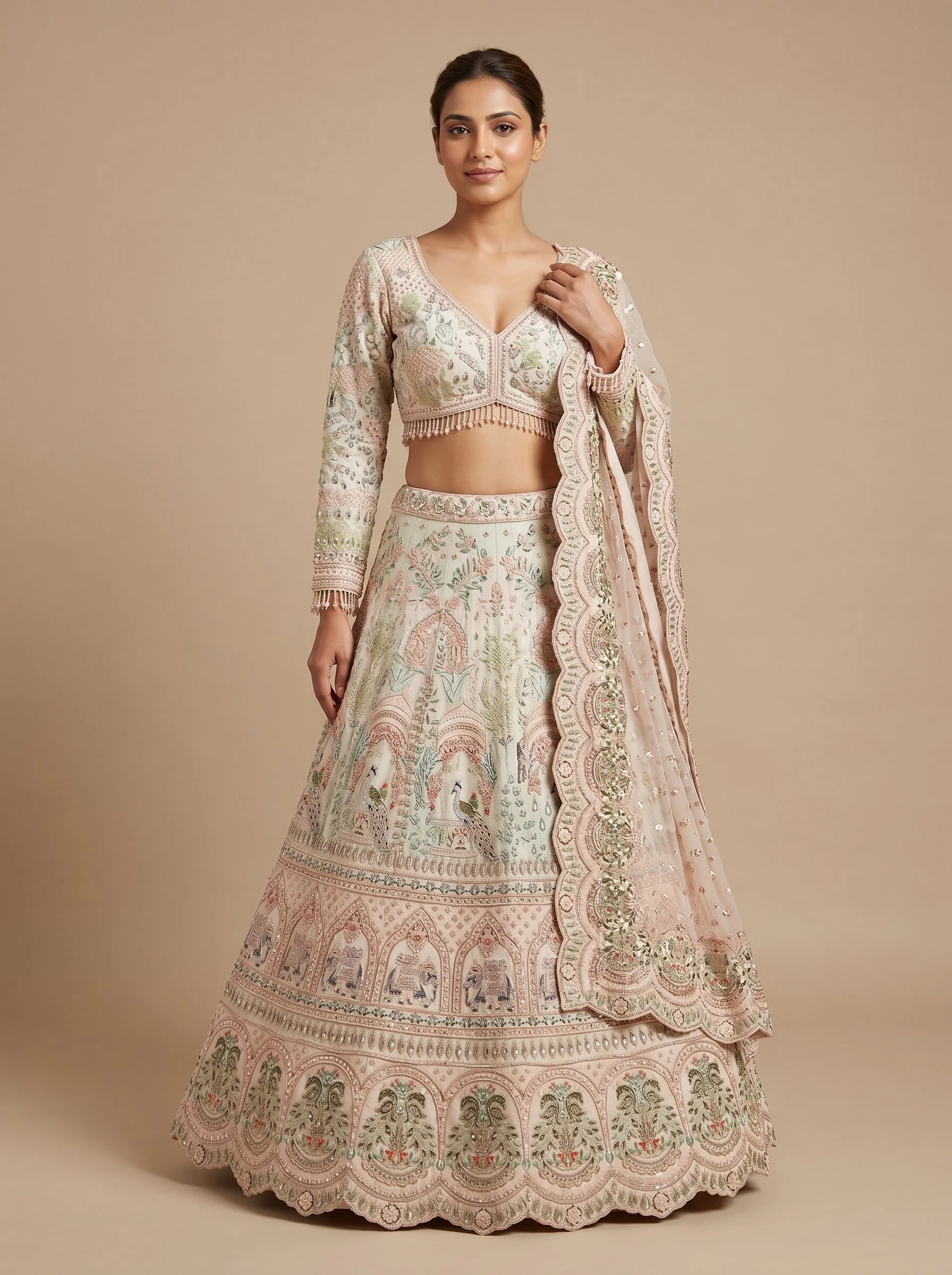 Ivory Print Grace Lehenga
