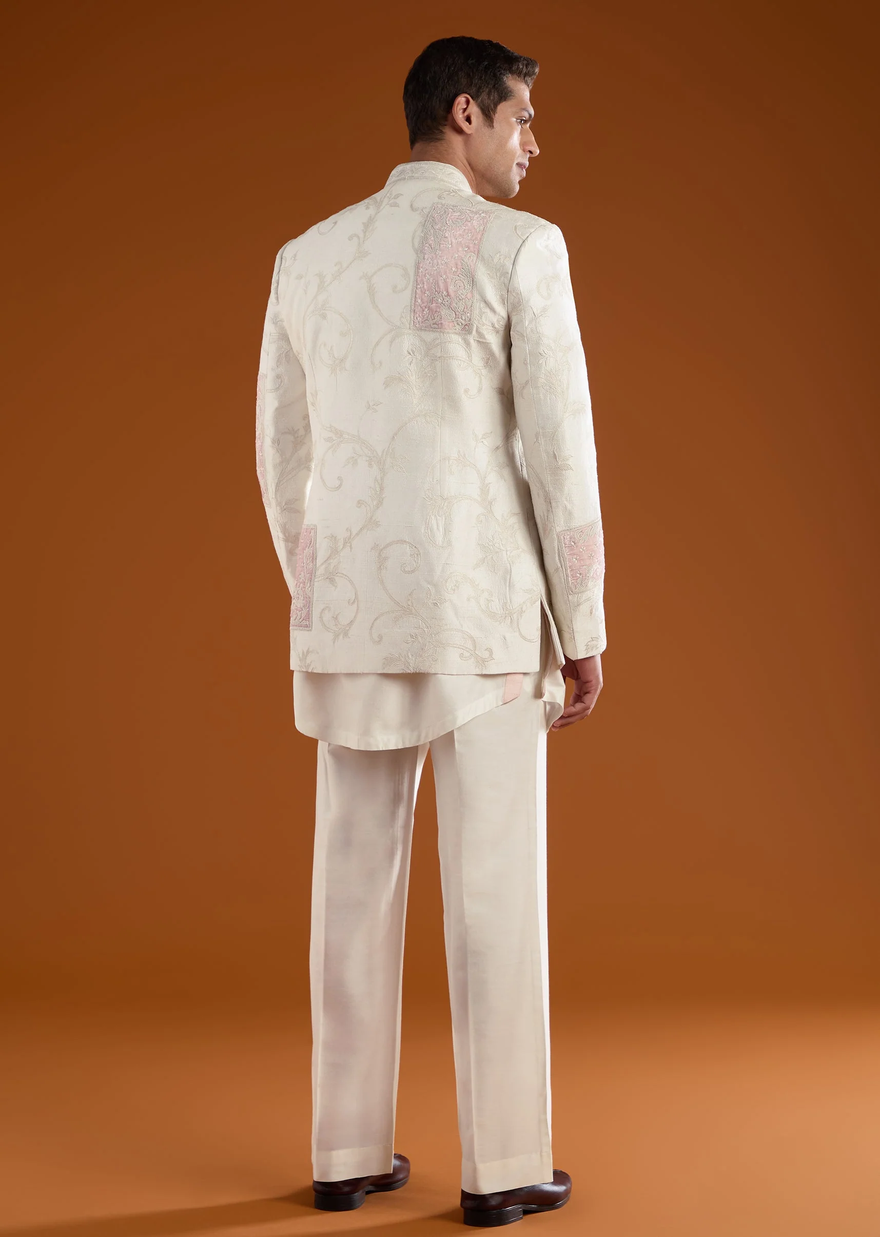 Ivory Rawsilk Indowestern Kurta Set with Dori Work - Image 5