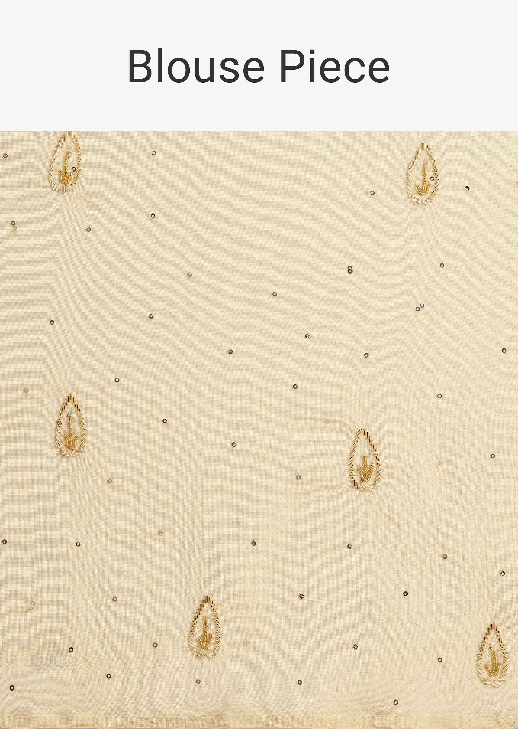 Ivory Tissue Saree With Cutdana Embroidered Border and Unstitched Blouse - Image 10