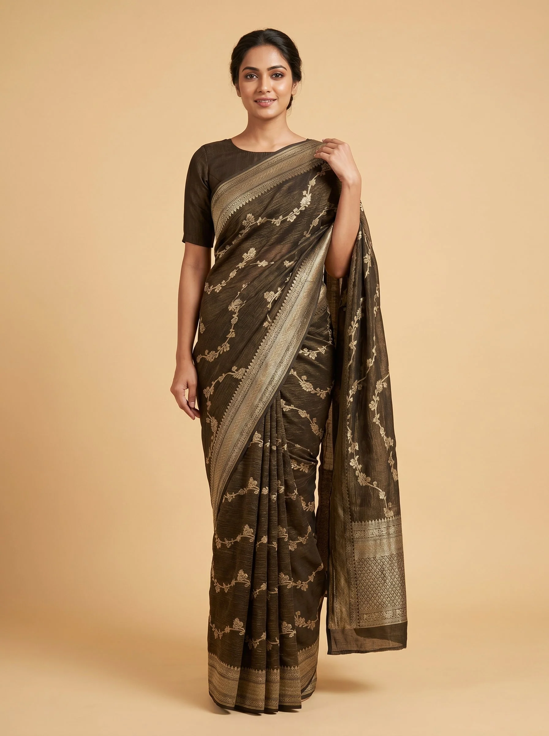 Jet Black Essence Saree
